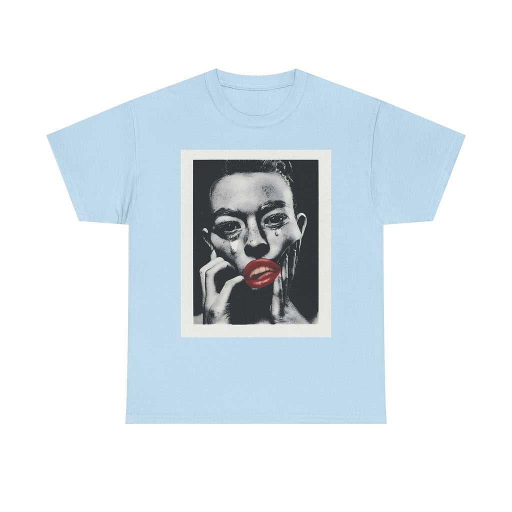 Artistic Unisex Heavy Cotton Tee, Abstract Portrait Graphic Shirt, Unique Everyday Wear, Gift for Art Lovers, Streetwear Fashion