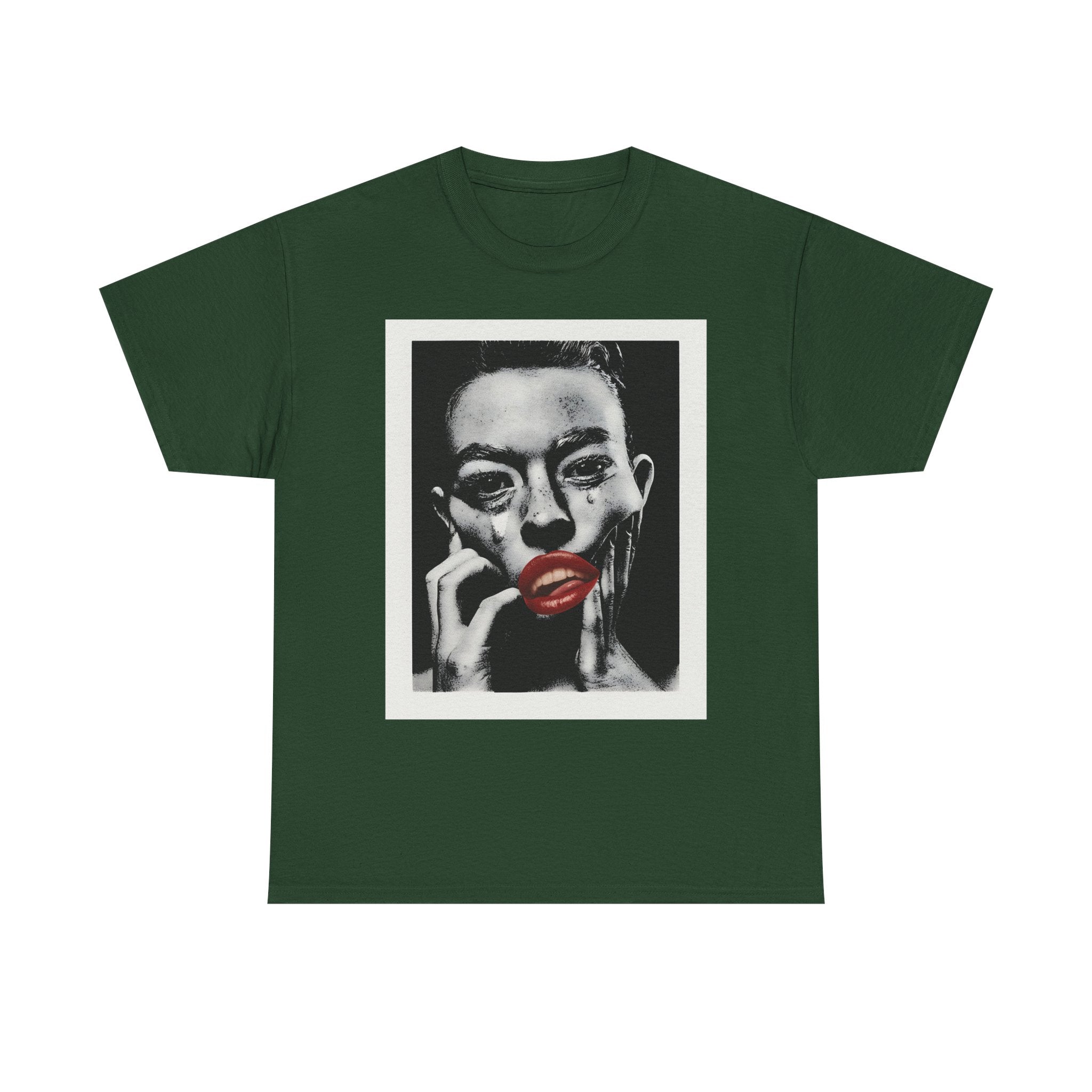 Artistic Unisex Heavy Cotton Tee, Abstract Portrait Graphic Shirt, Unique Everyday Wear, Gift for Art Lovers, Streetwear Fashion