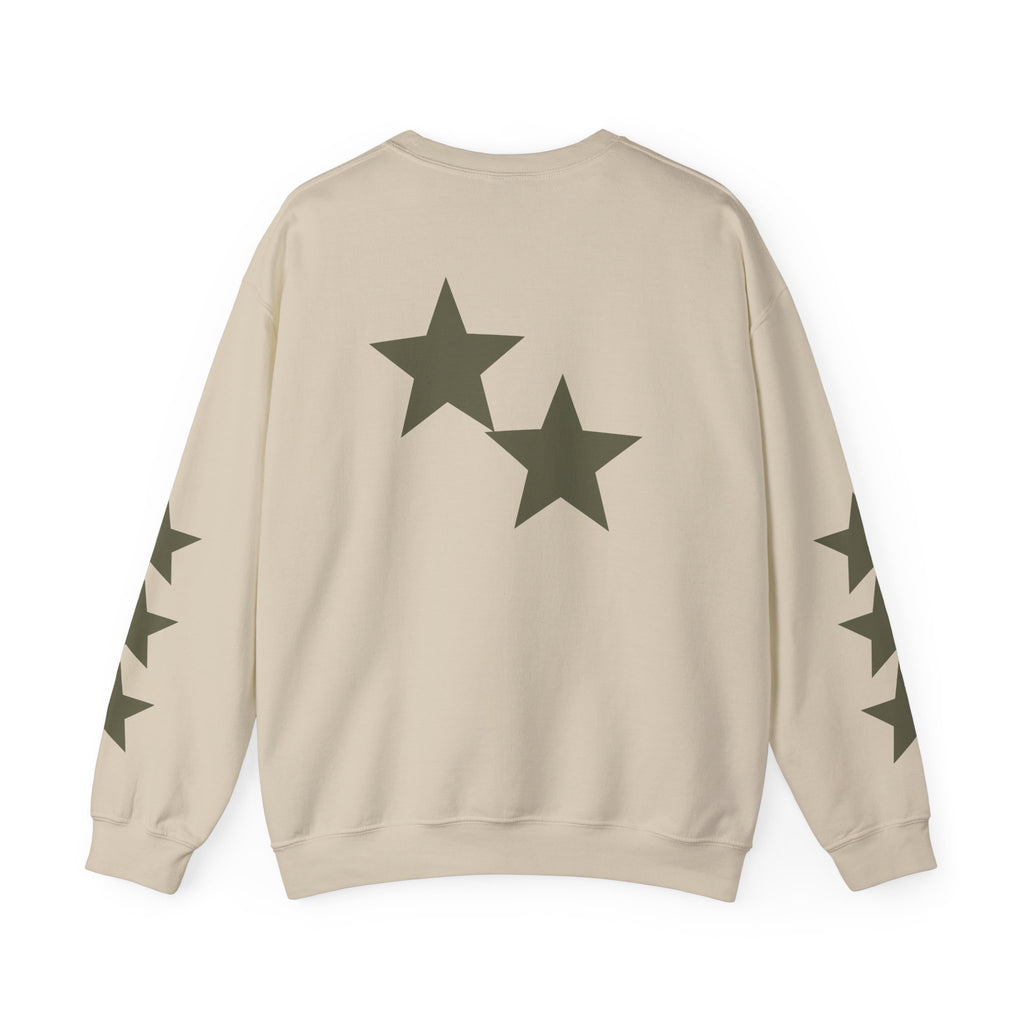 Crewneck Sweatshirt — Distressed Claw Marks & Star Sleeve Graphic