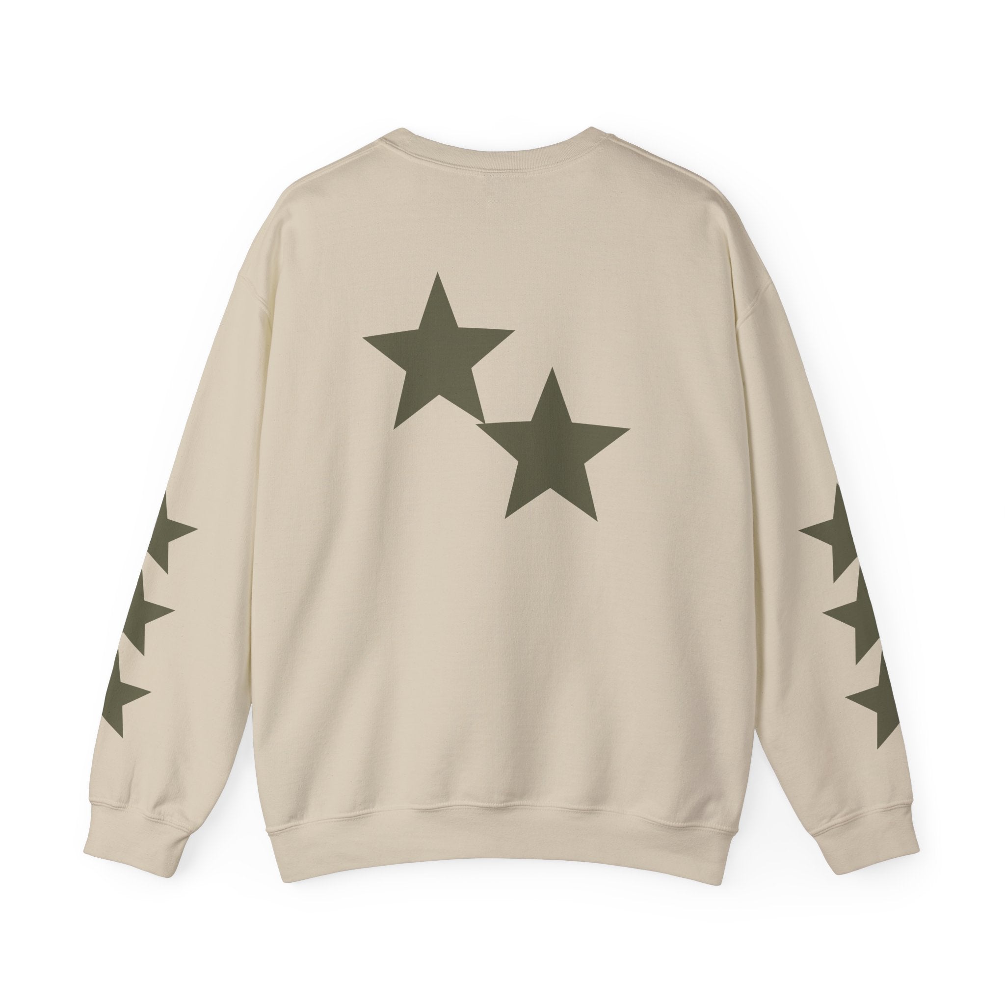 Crewneck Sweatshirt — Distressed Claw Marks & Star Sleeve Graphic