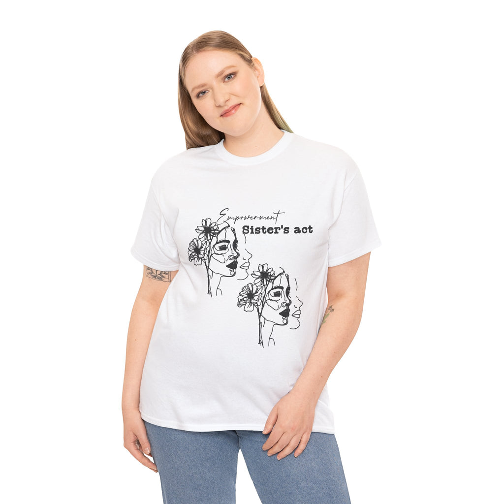 Sisters Act Line Art Faces tee Floral Portrait T-Shirt