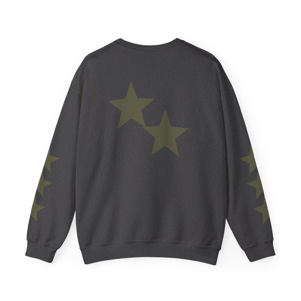 Crewneck Sweatshirt — Distressed Claw Marks & Star Sleeve Graphic