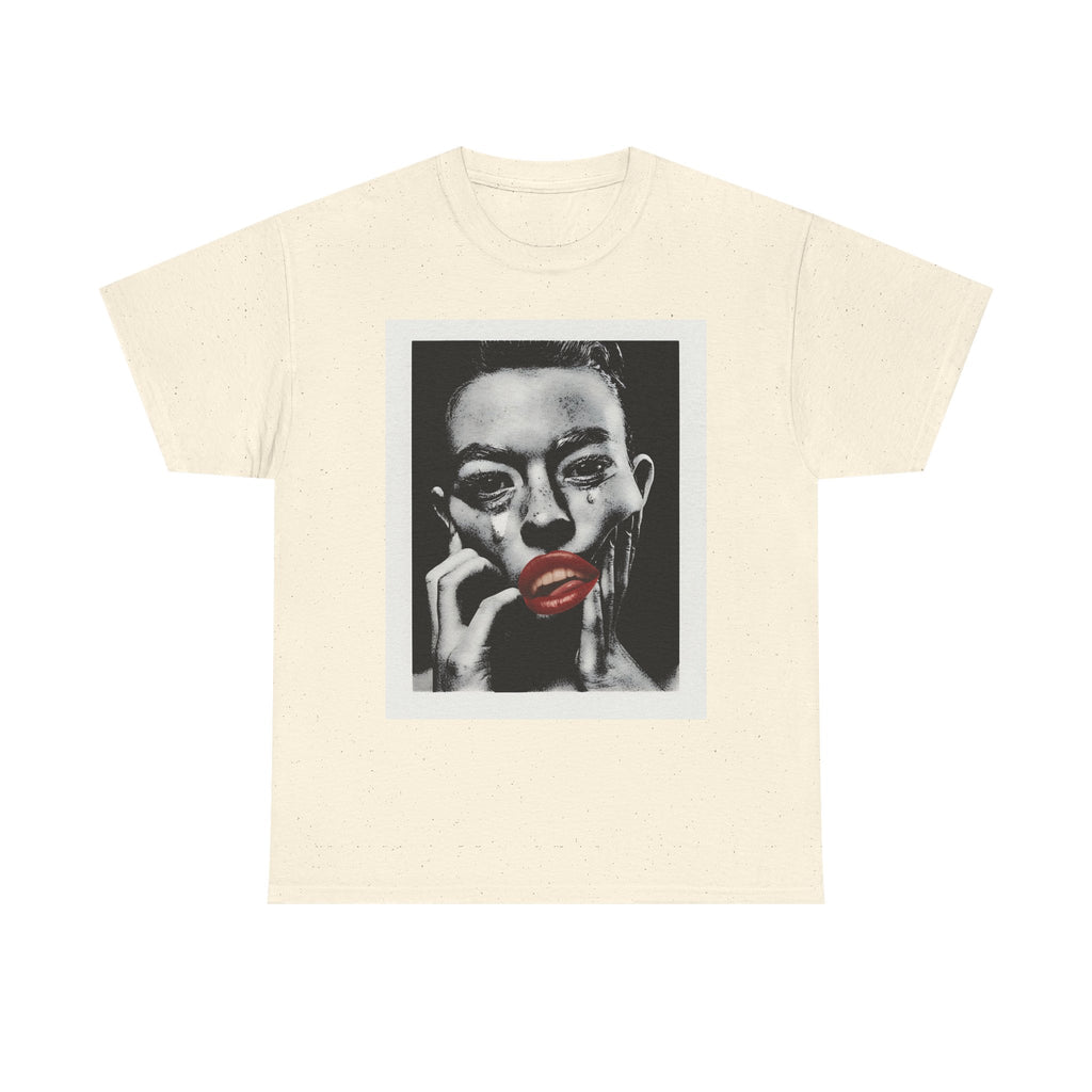 Artistic Unisex Heavy Cotton Tee, Abstract Portrait Graphic Shirt, Unique Everyday Wear, Gift for Art Lovers, Streetwear Fashion