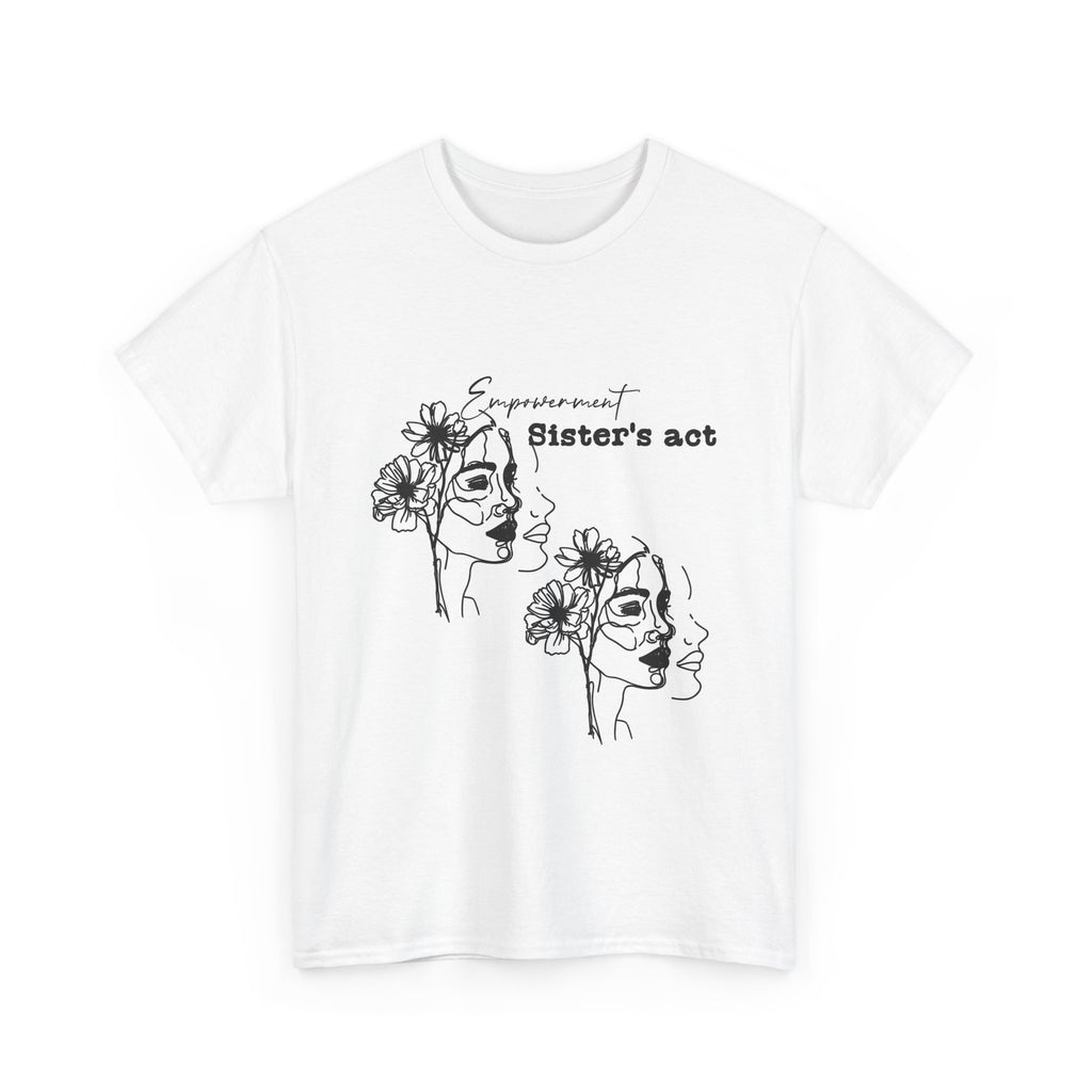 Sisters Act Line Art Faces tee Floral Portrait T-Shirt