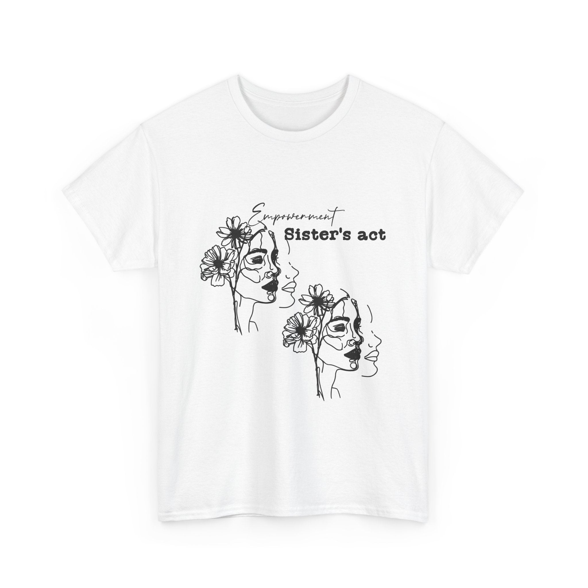 Sisters Act Line Art Faces tee Floral Portrait T-Shirt