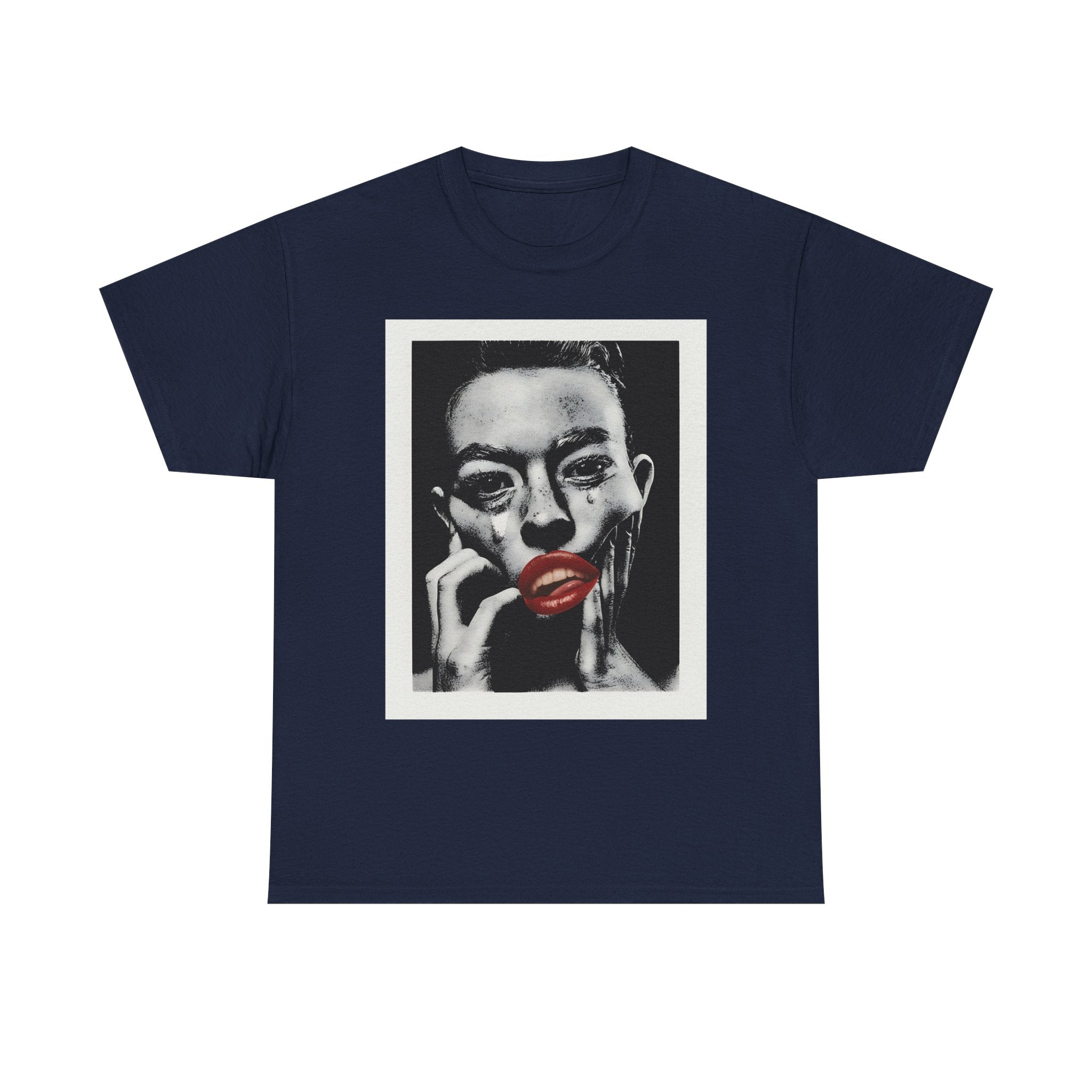 Artistic Unisex Heavy Cotton Tee, Abstract Portrait Graphic Shirt, Unique Everyday Wear, Gift for Art Lovers, Streetwear Fashion
