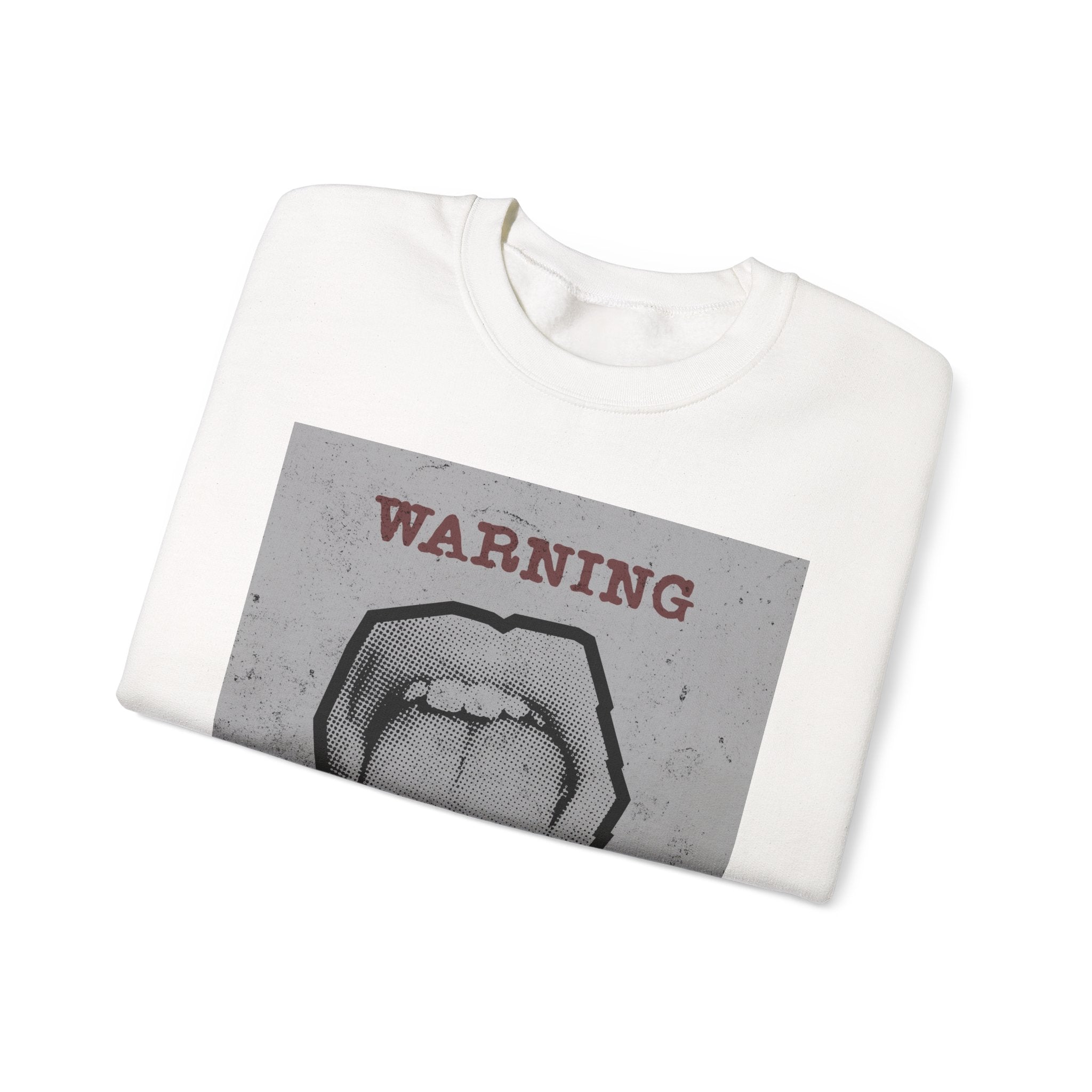 Warning I Speak In Tongues sweatshirt | Graphic Tongue Illustration, Grunge Poster Style