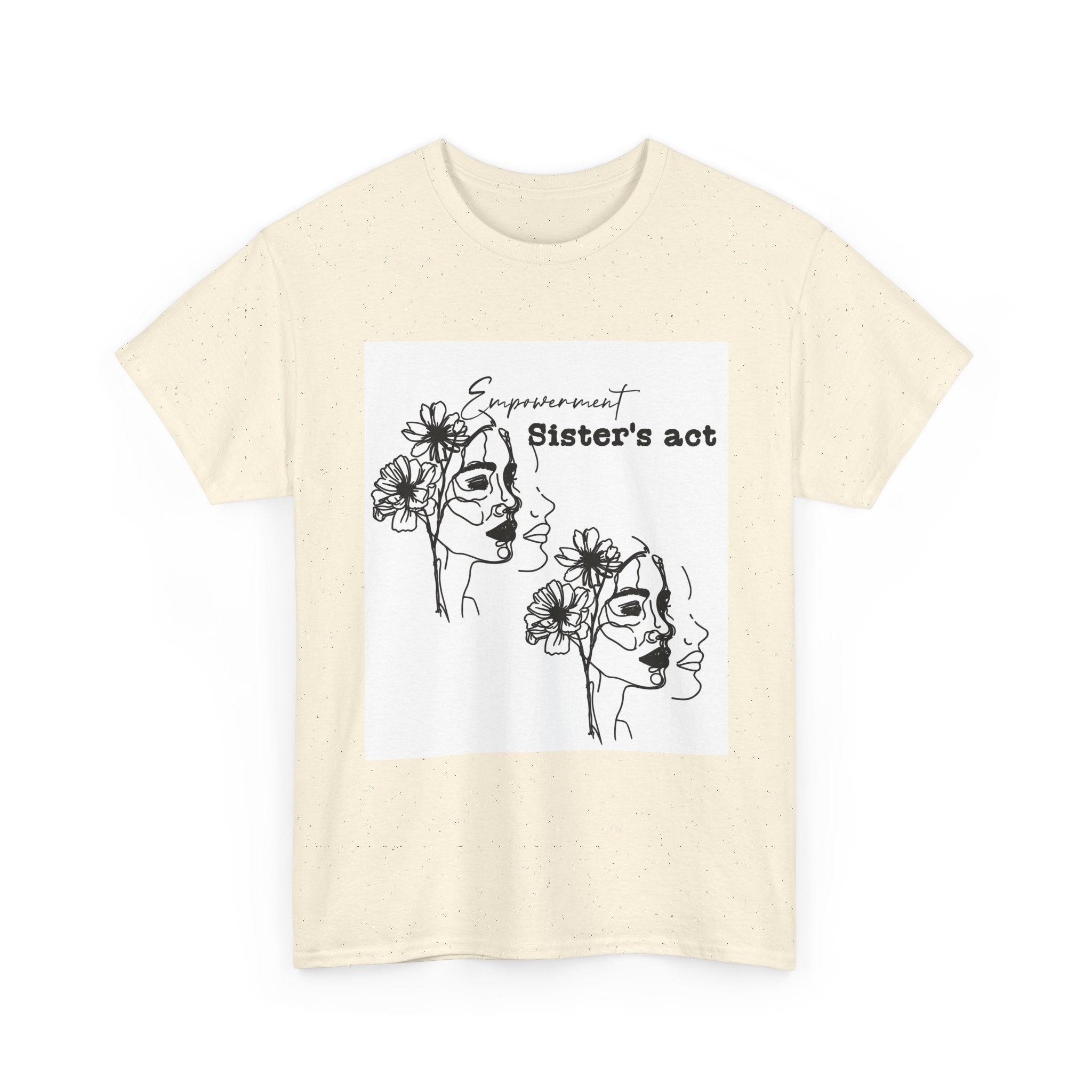 Sisters Act Line Art Faces tee Floral Portrait T-Shirt