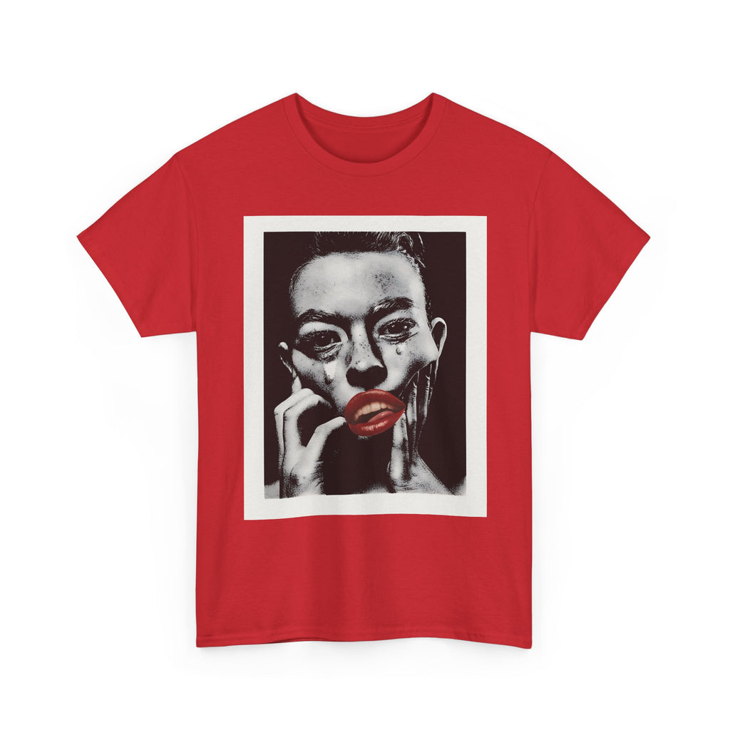 Artistic Unisex Heavy Cotton Tee, Abstract Portrait Graphic Shirt, Unique Everyday Wear, Gift for Art Lovers, Streetwear Fashion