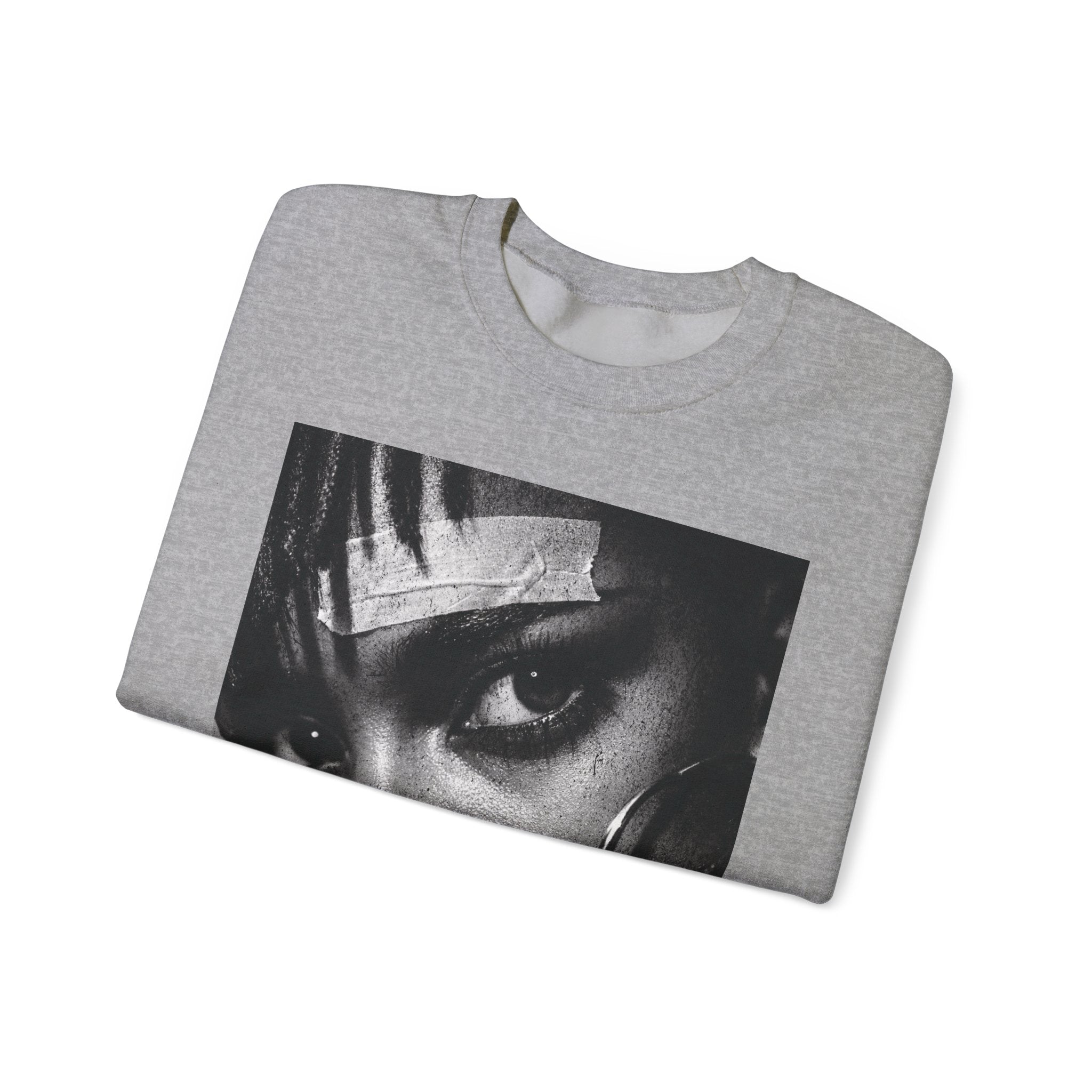 Black and White Portrait Crewneck Sweatshirt | Moody Face Graphic