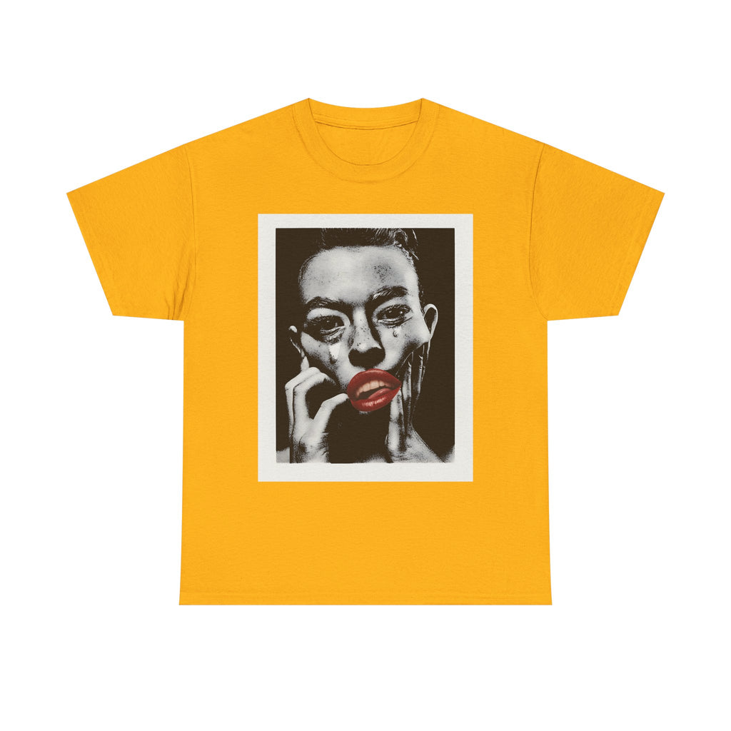 Artistic Unisex Heavy Cotton Tee, Abstract Portrait Graphic Shirt, Unique Everyday Wear, Gift for Art Lovers, Streetwear Fashion