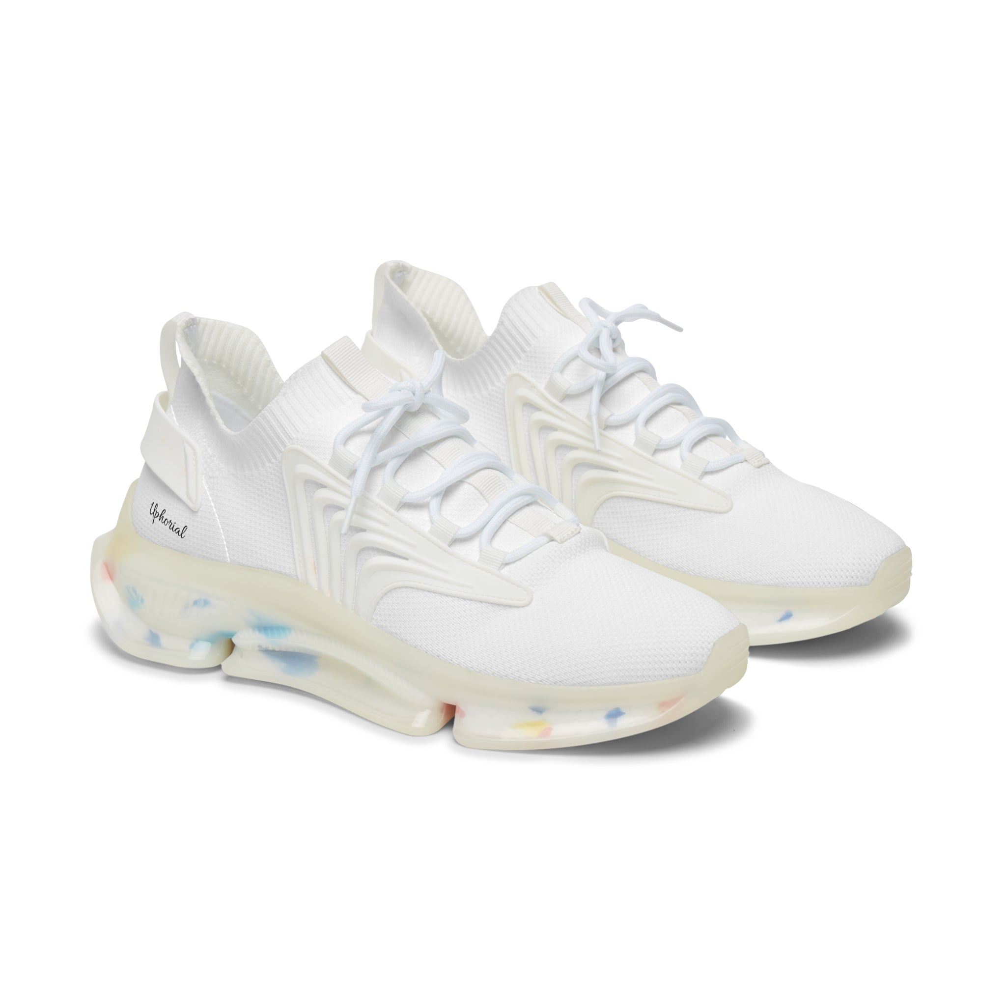 Uphorial Mesh Sneakers — Lightweight White Women's Athletic Shoes with Color-Accent Sole