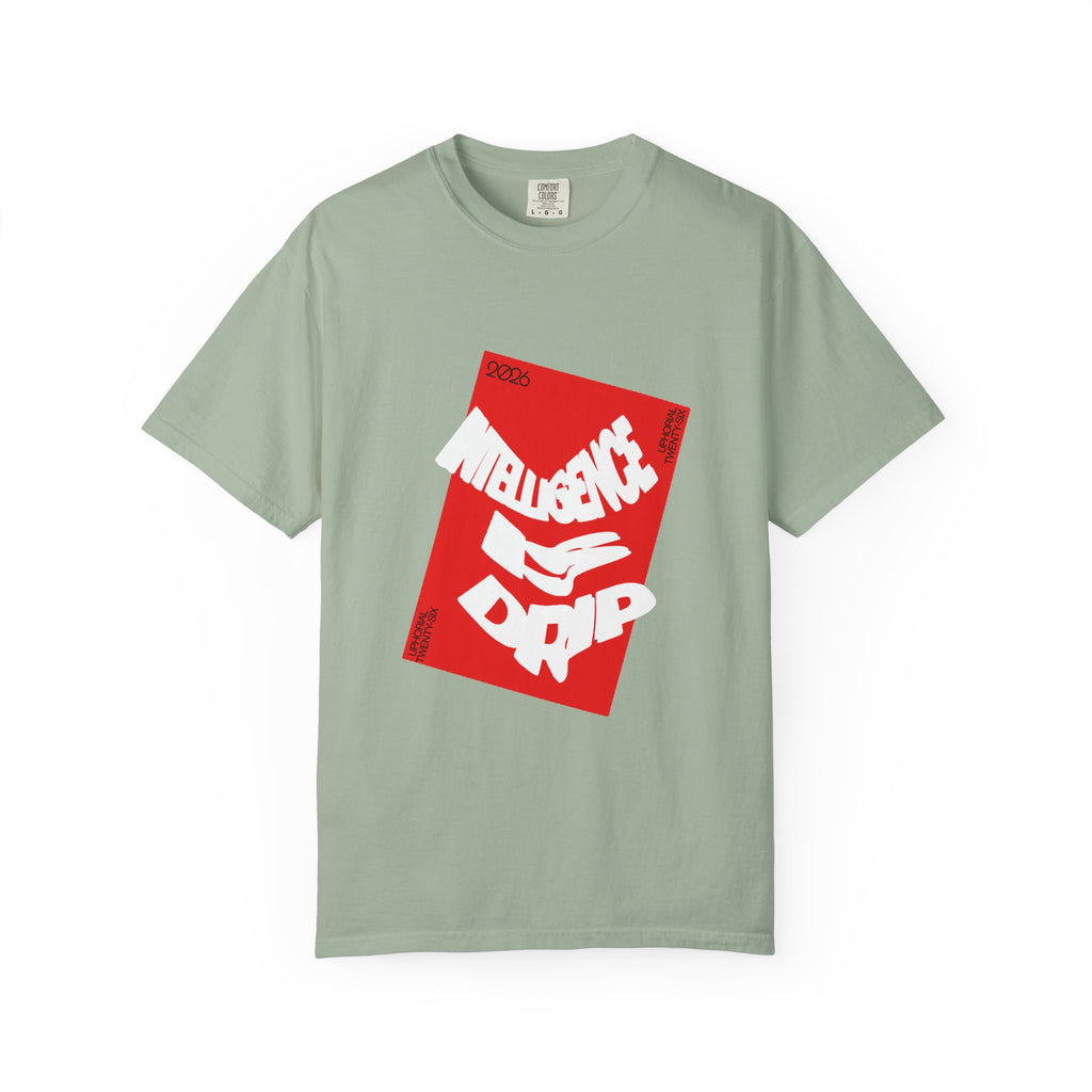 Graphic Tee — "Intelligence Drip" Red Block Design
