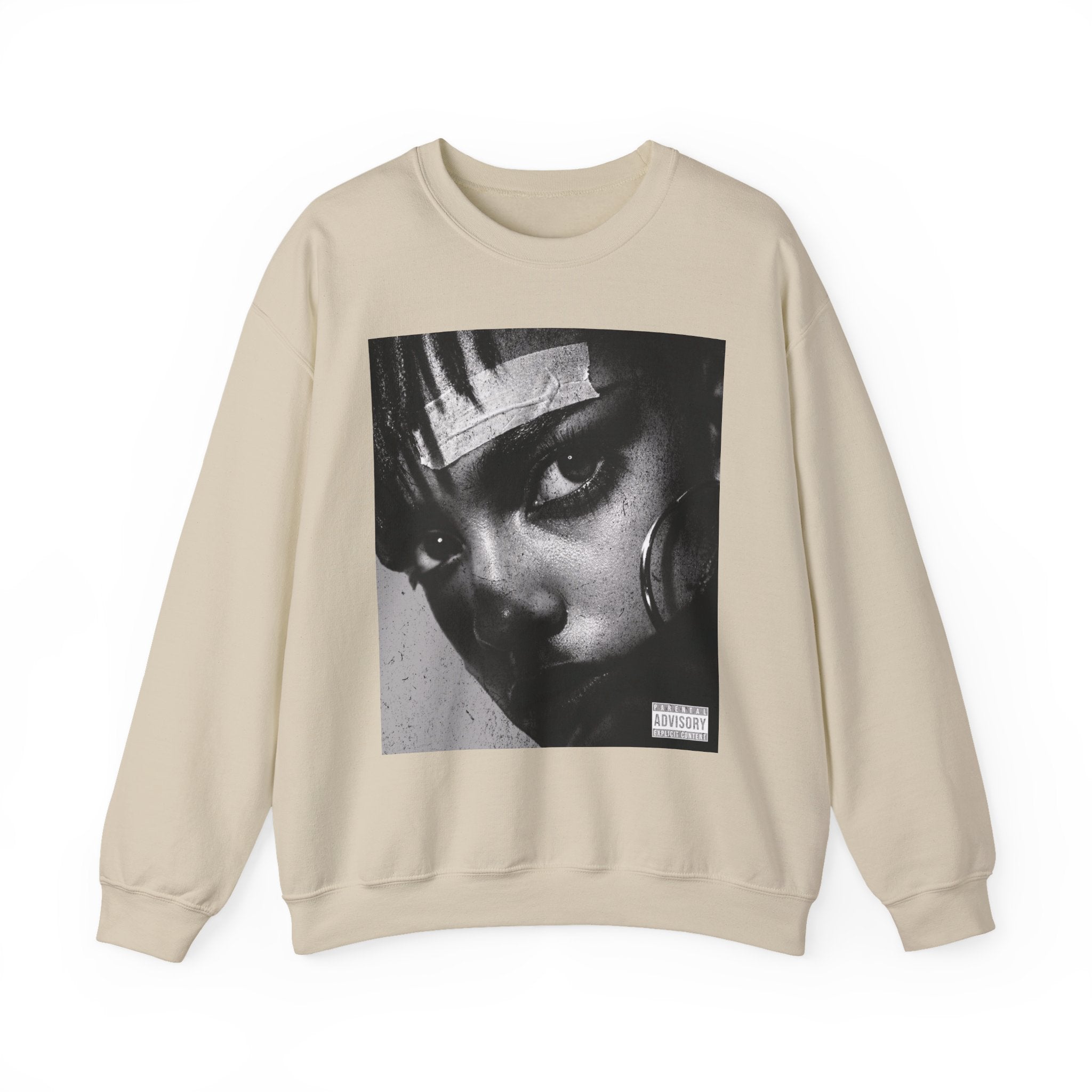 Black and White Portrait Crewneck Sweatshirt | Moody Face Graphic