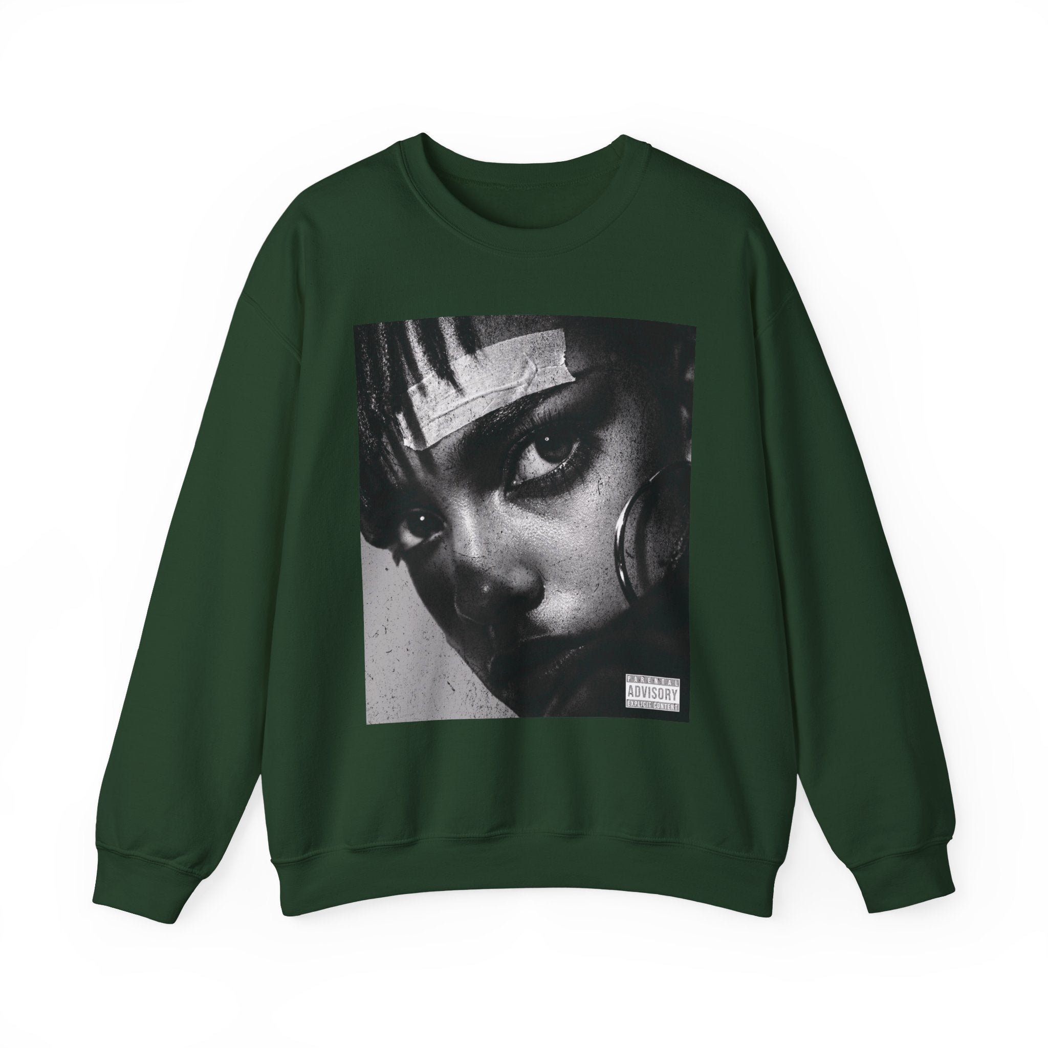 Black and White Portrait Crewneck Sweatshirt | Moody Face Graphic