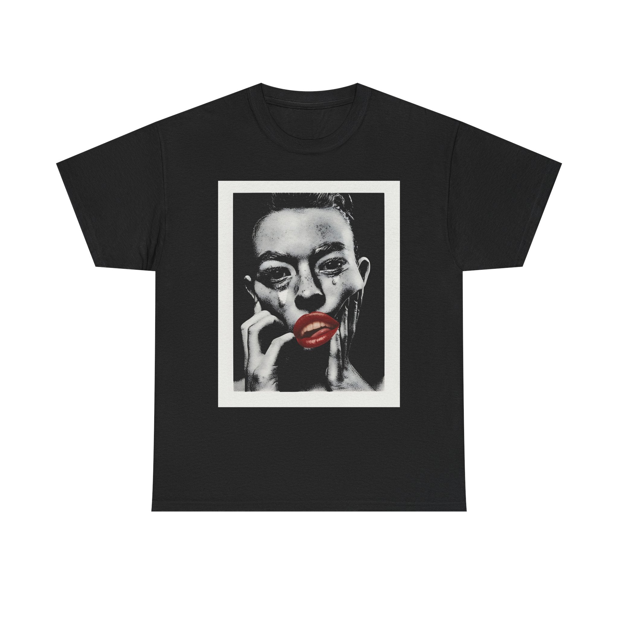 Artistic Unisex Heavy Cotton Tee, Abstract Portrait Graphic Shirt, Unique Everyday Wear, Gift for Art Lovers, Streetwear Fashion