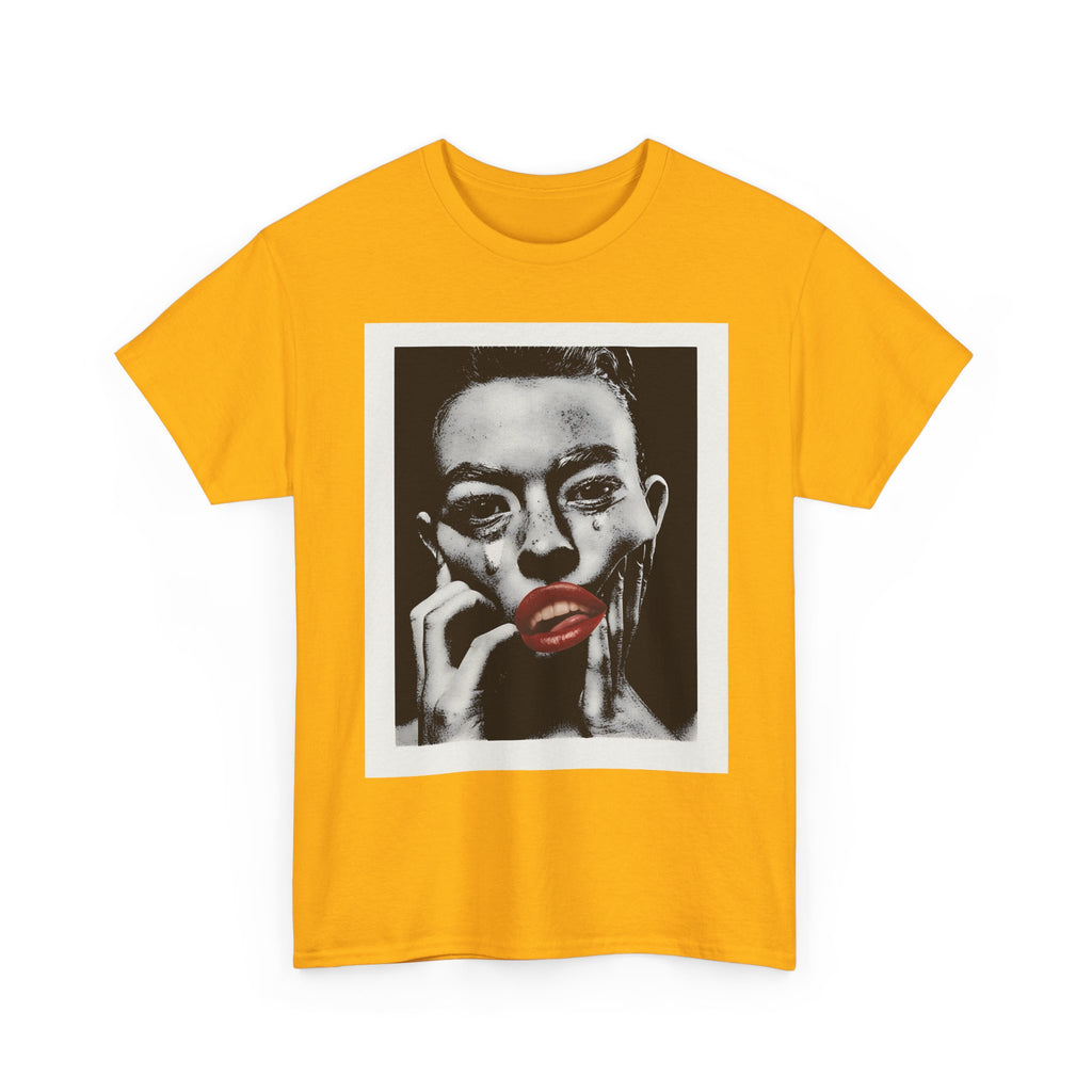 Artistic Unisex Heavy Cotton Tee, Abstract Portrait Graphic Shirt, Unique Everyday Wear, Gift for Art Lovers, Streetwear Fashion