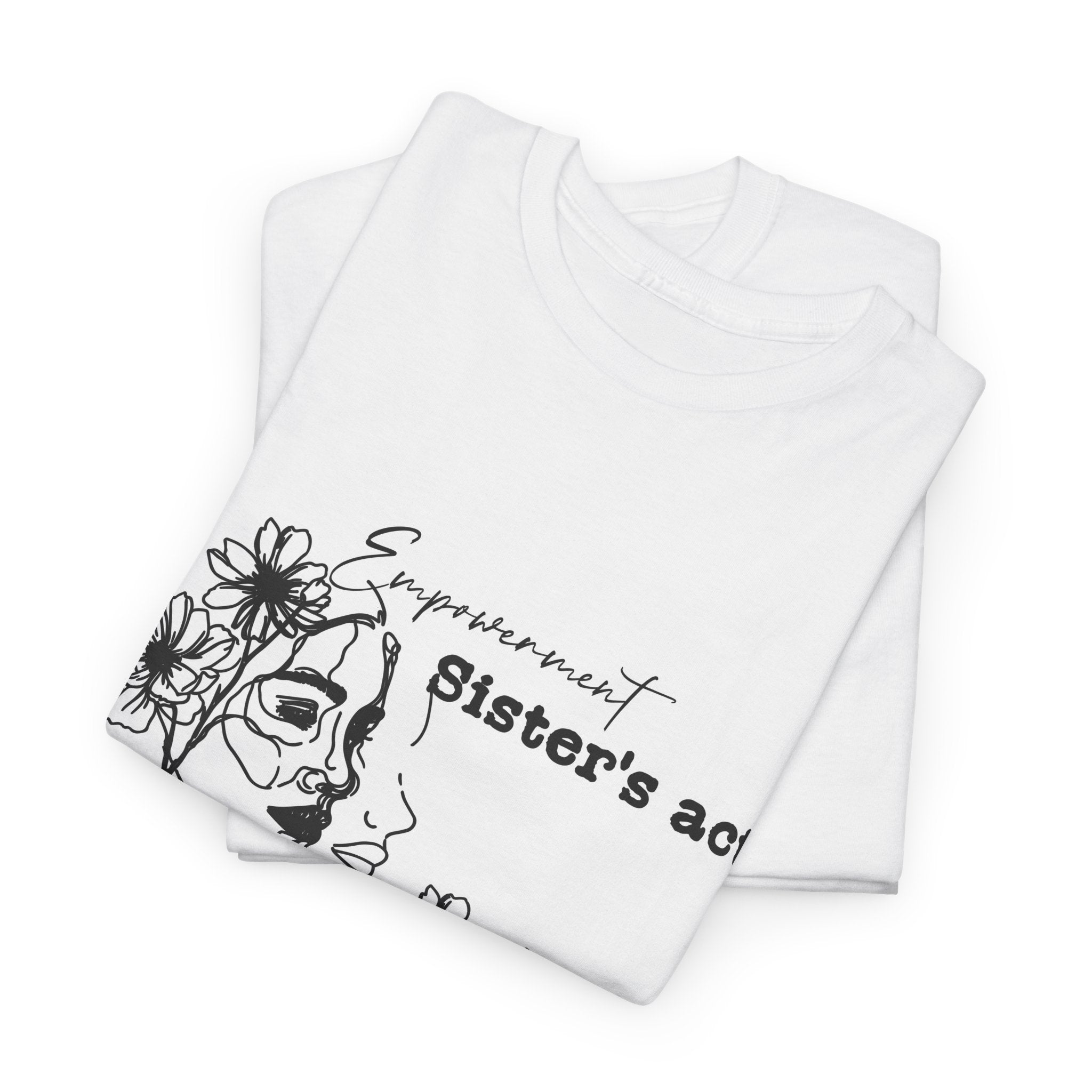 Sisters Act Line Art Faces tee Floral Portrait T-Shirt