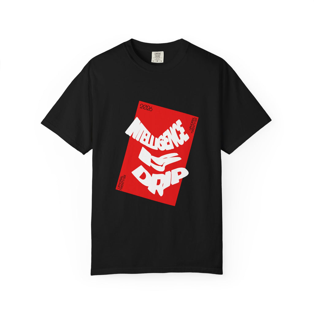 Graphic Tee — "Intelligence Drip" Red Block Design