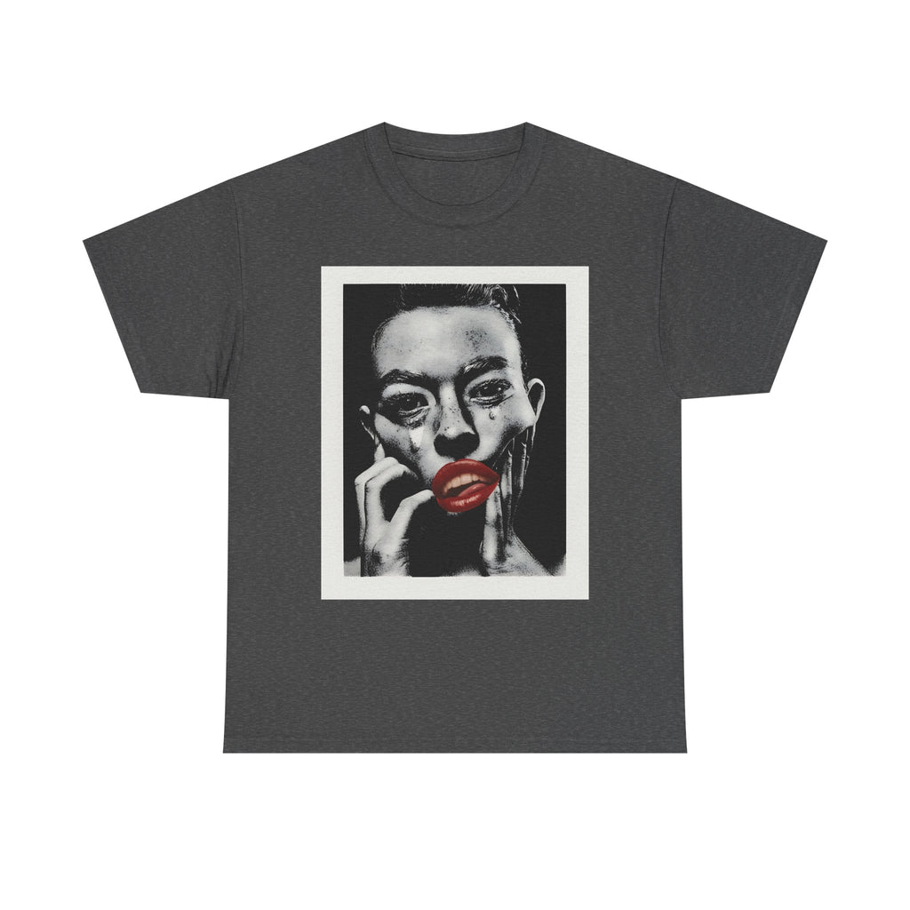 Artistic Unisex Heavy Cotton Tee, Abstract Portrait Graphic Shirt, Unique Everyday Wear, Gift for Art Lovers, Streetwear Fashion