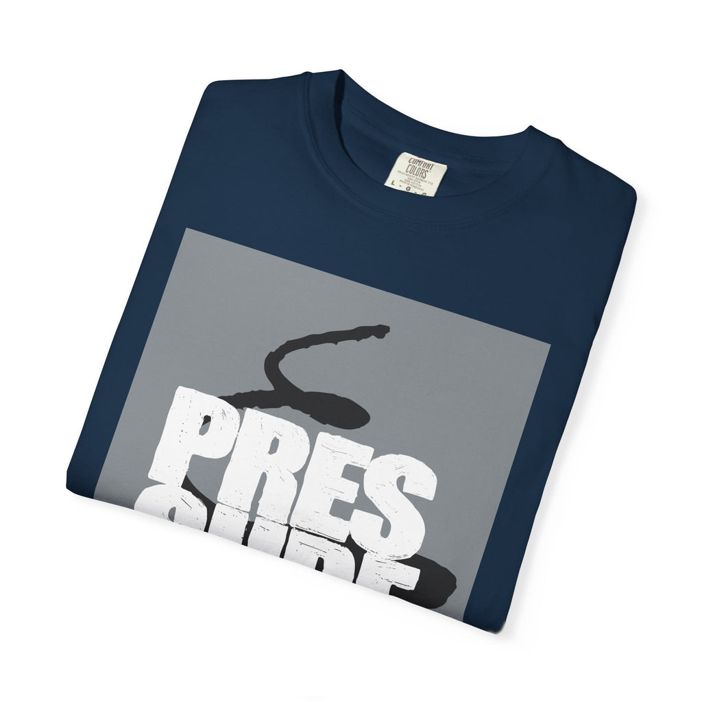 Pressure Graphic T-Shirt — Bold Text & Abstract Ink Illustration
