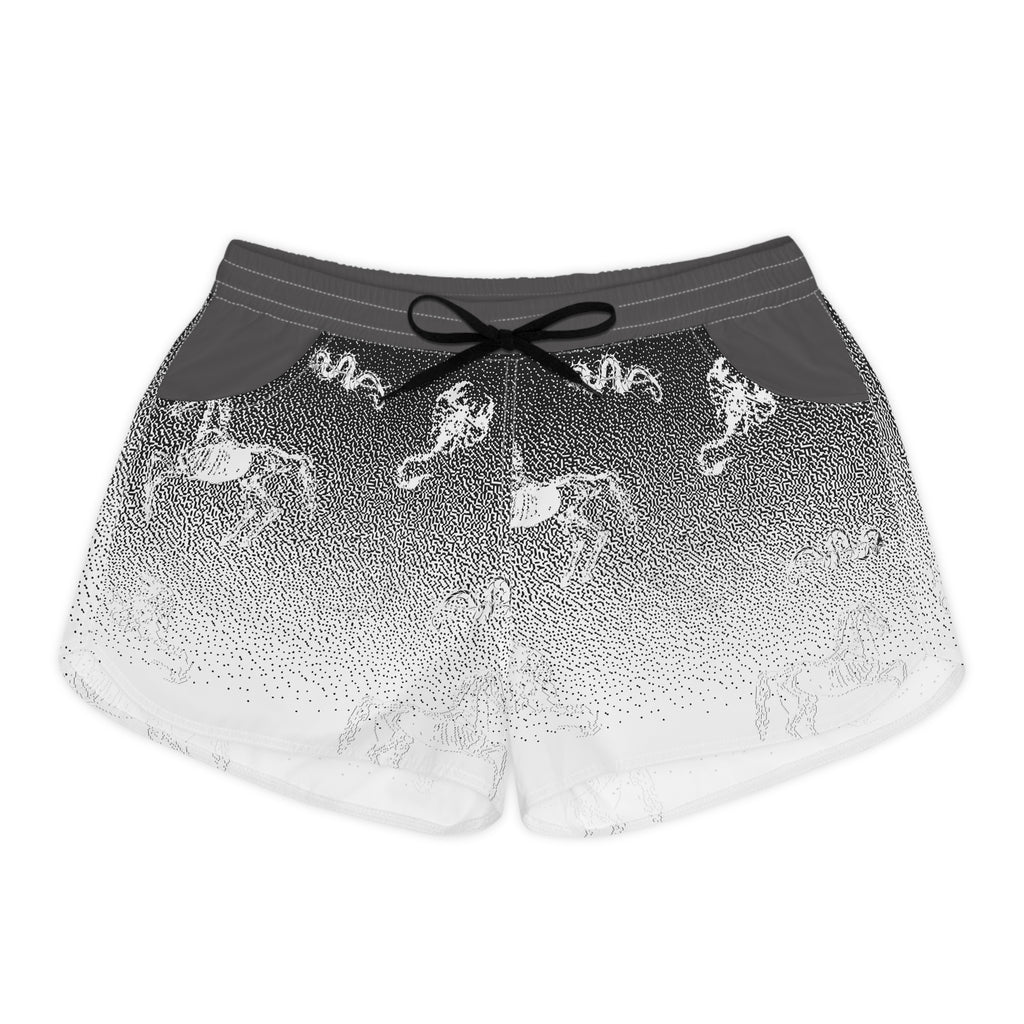 Shorts de nuit licorne dégradée — Shorts de détente magiques à imprimé intégral noir et blanc