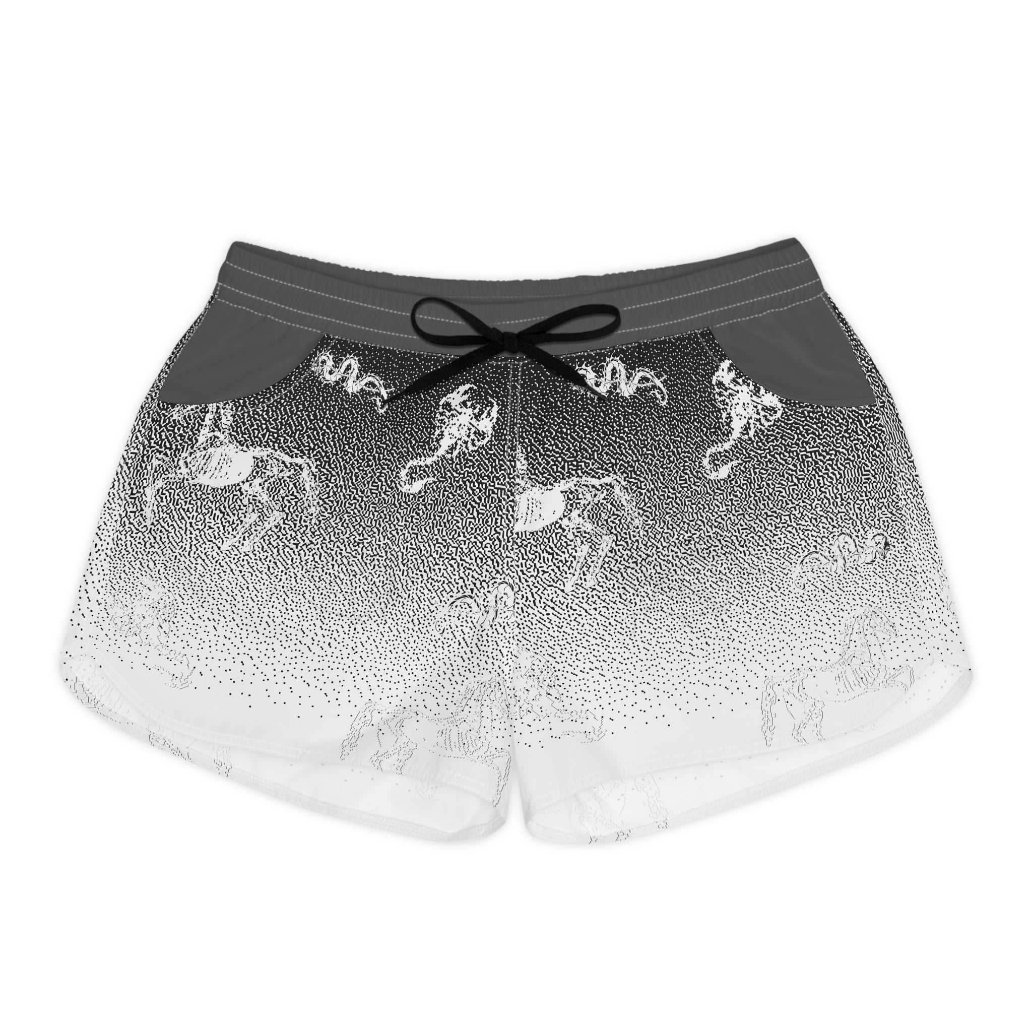 Unicorn Gradient Sleep Shorts — Black & White Magical AOP Lounge Shorts