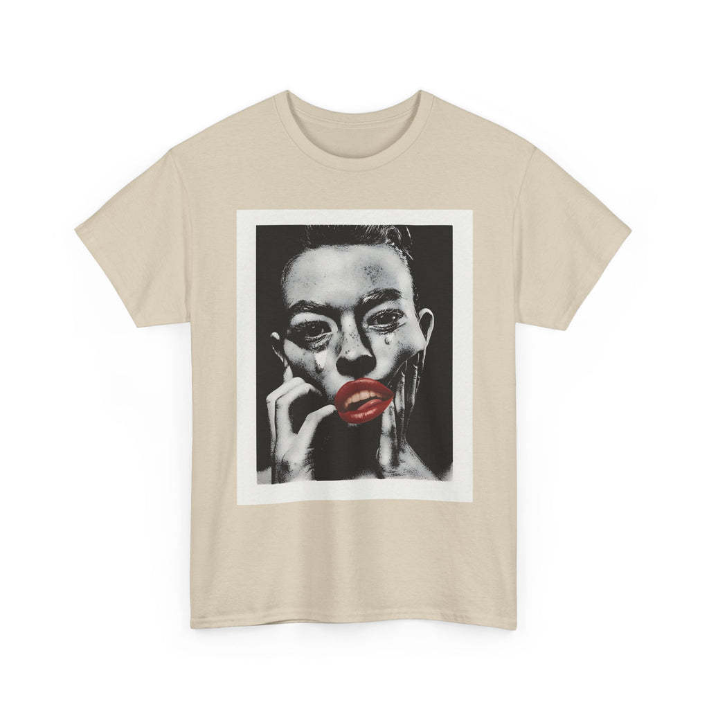 Artistic Unisex Heavy Cotton Tee, Abstract Portrait Graphic Shirt, Unique Everyday Wear, Gift for Art Lovers, Streetwear Fashion