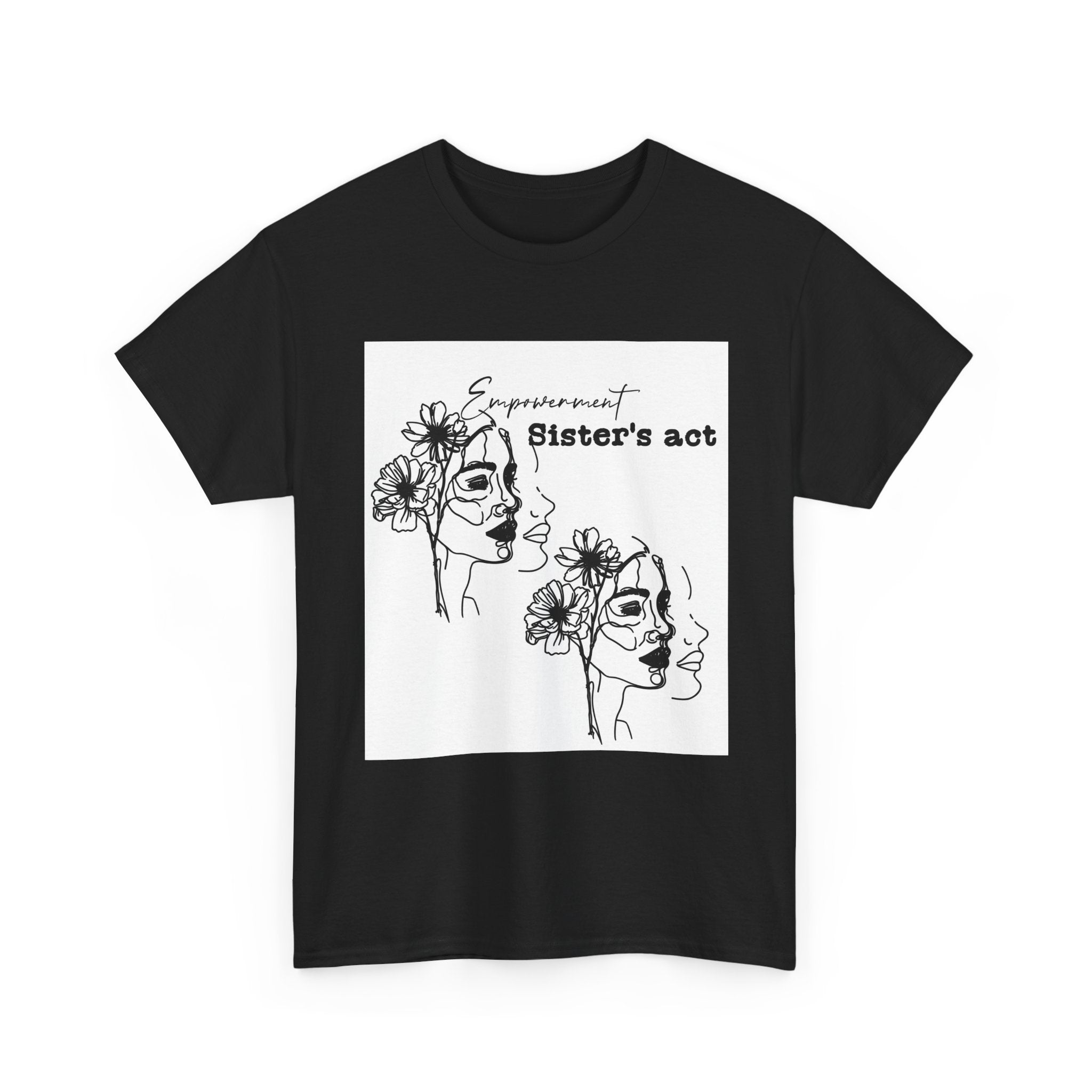 Sisters Act Line Art Faces tee Floral Portrait T-Shirt