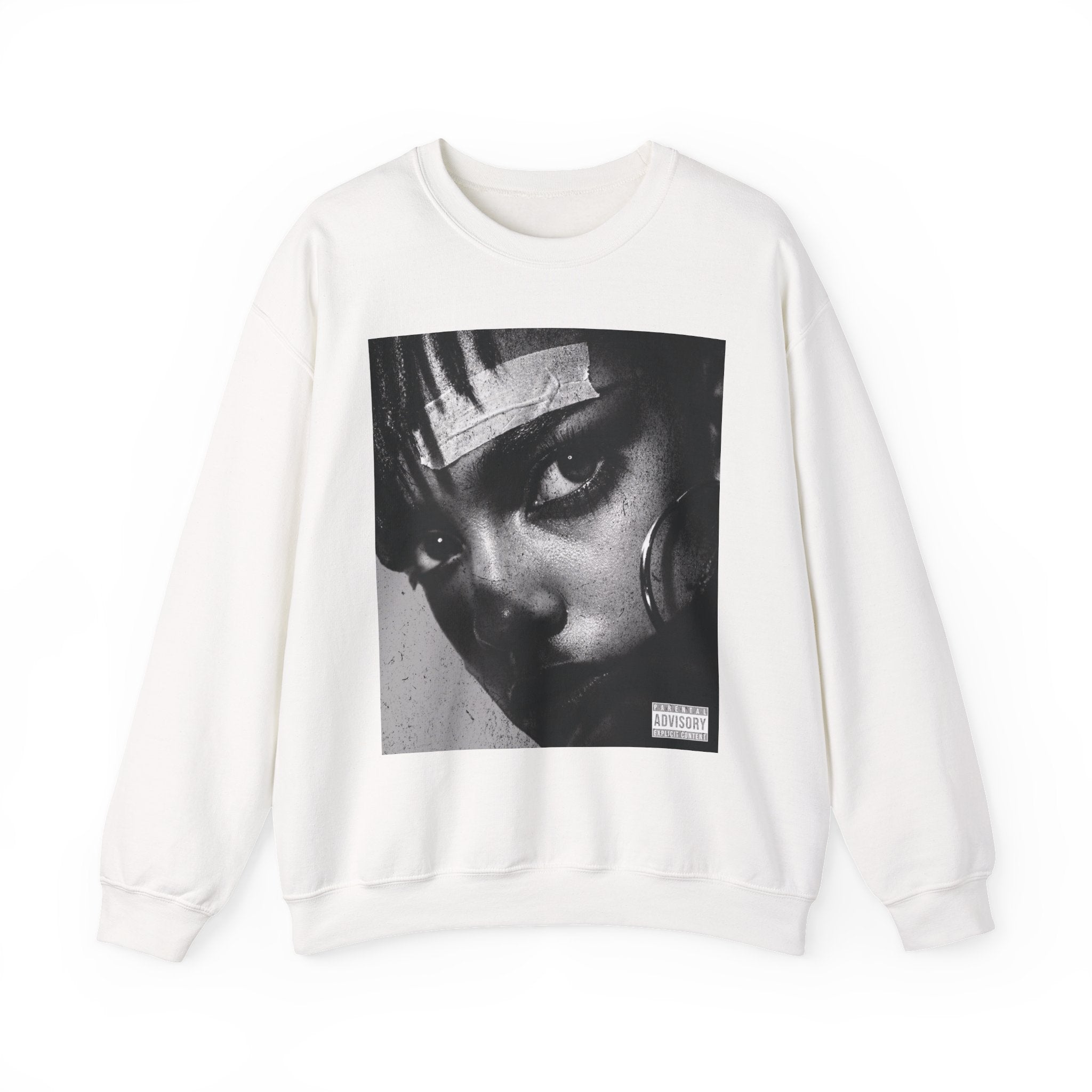 Black and White Portrait Crewneck Sweatshirt | Moody Face Graphic