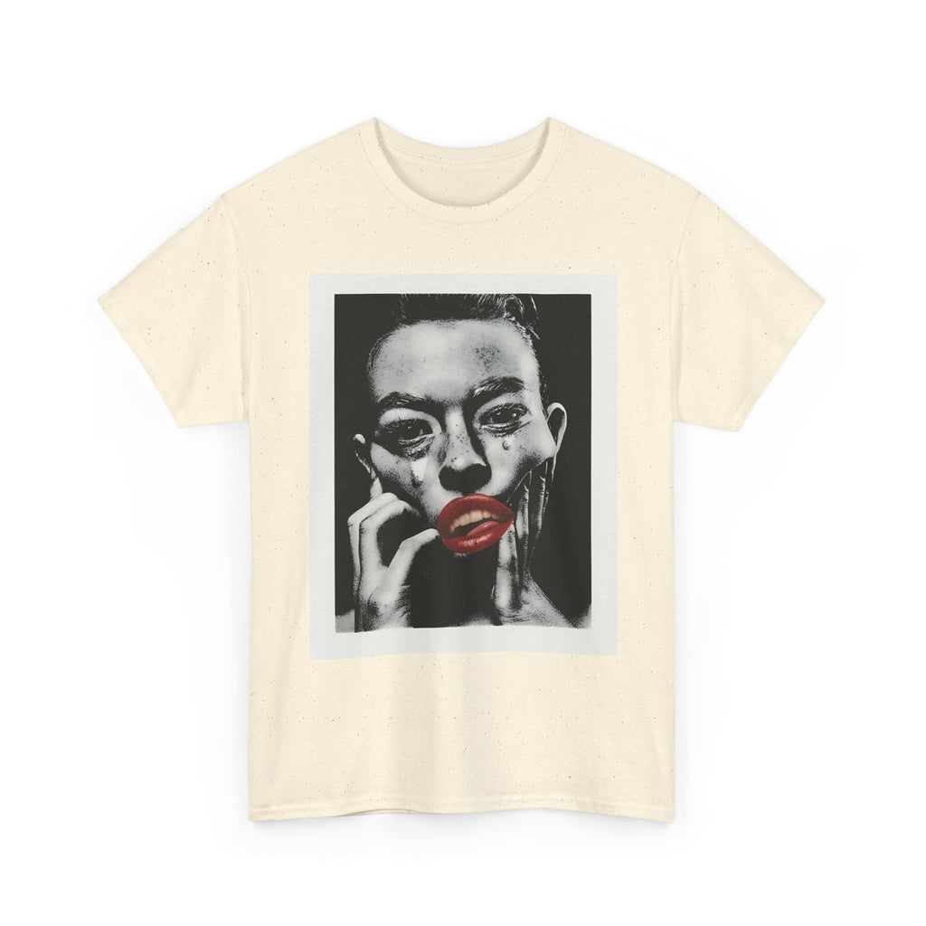 Artistic Unisex Heavy Cotton Tee, Abstract Portrait Graphic Shirt, Unique Everyday Wear, Gift for Art Lovers, Streetwear Fashion