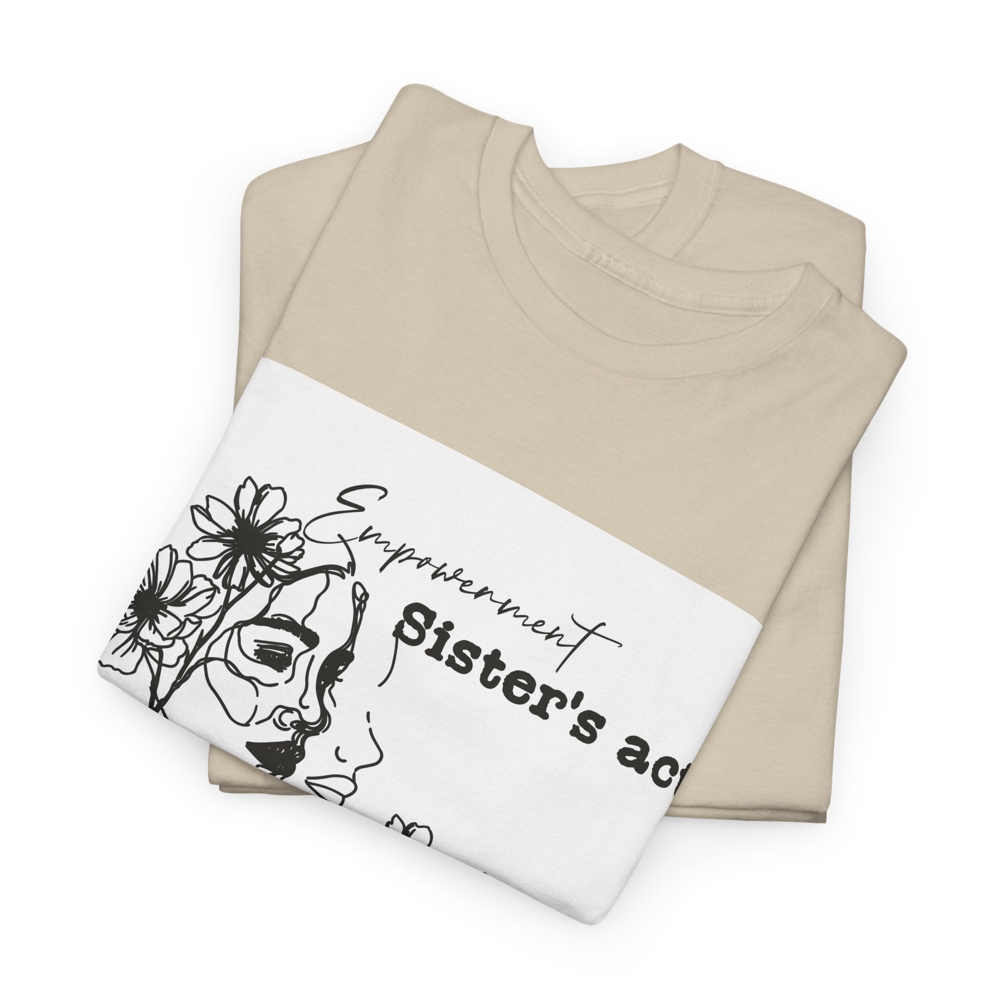 Sisters Act Line Art Faces tee Floral Portrait T-Shirt