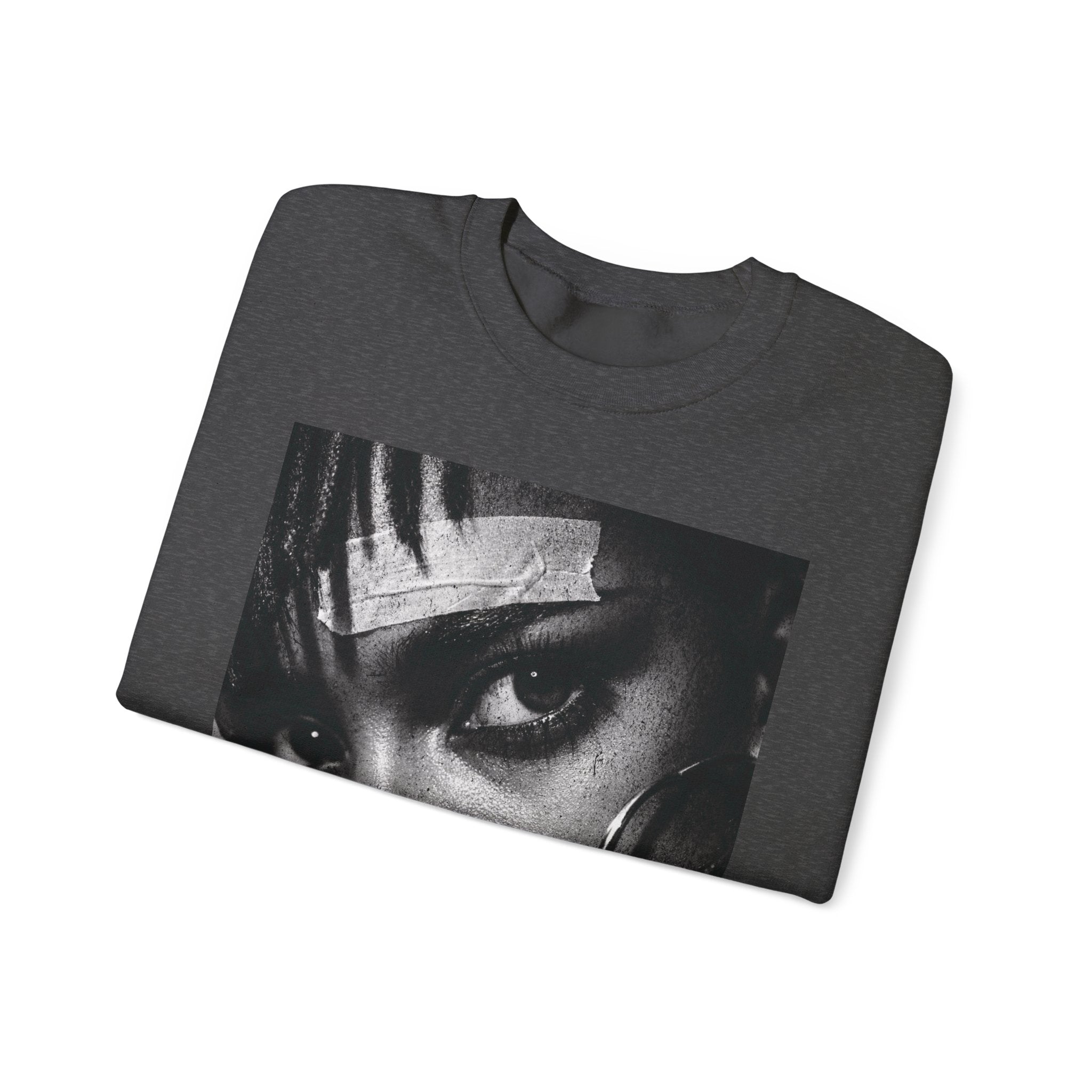 Black and White Portrait Crewneck Sweatshirt | Moody Face Graphic
