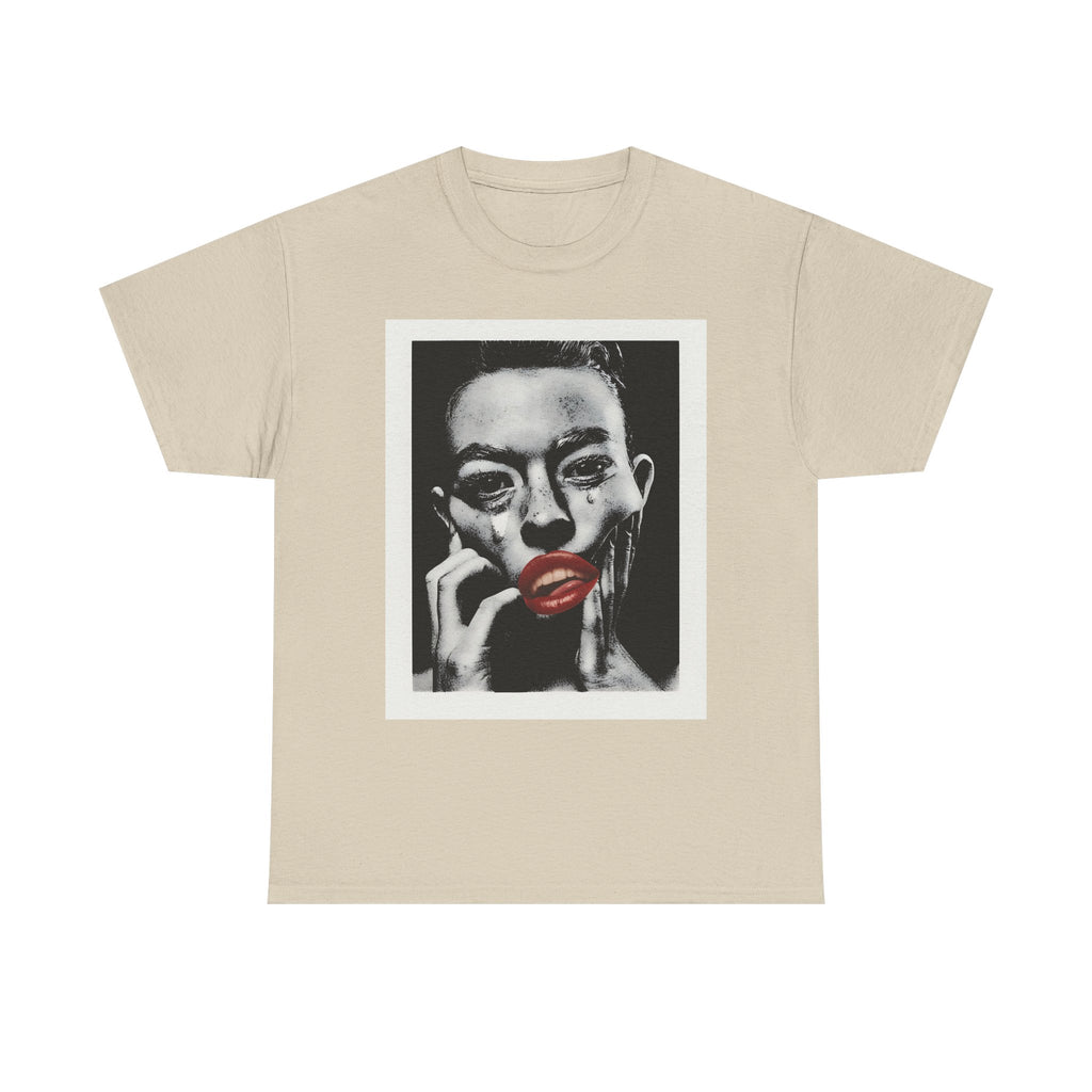 Artistic Unisex Heavy Cotton Tee, Abstract Portrait Graphic Shirt, Unique Everyday Wear, Gift for Art Lovers, Streetwear Fashion