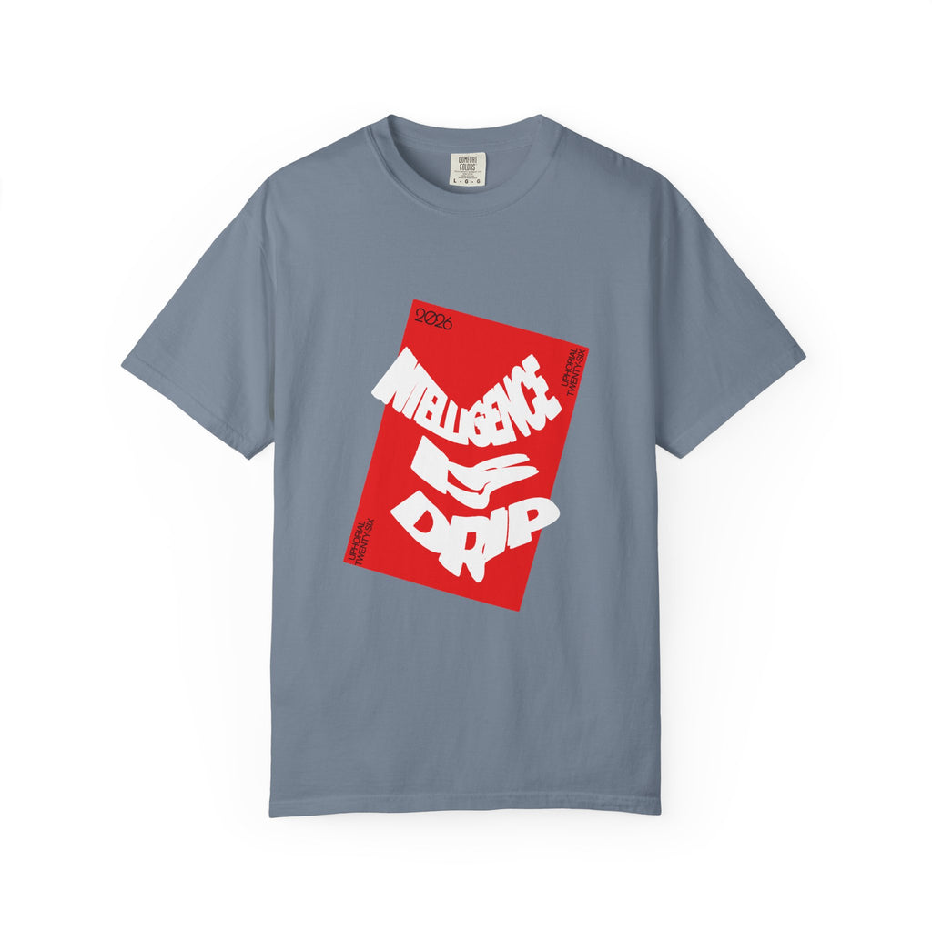 Graphic Tee — "Intelligence Drip" Red Block Design