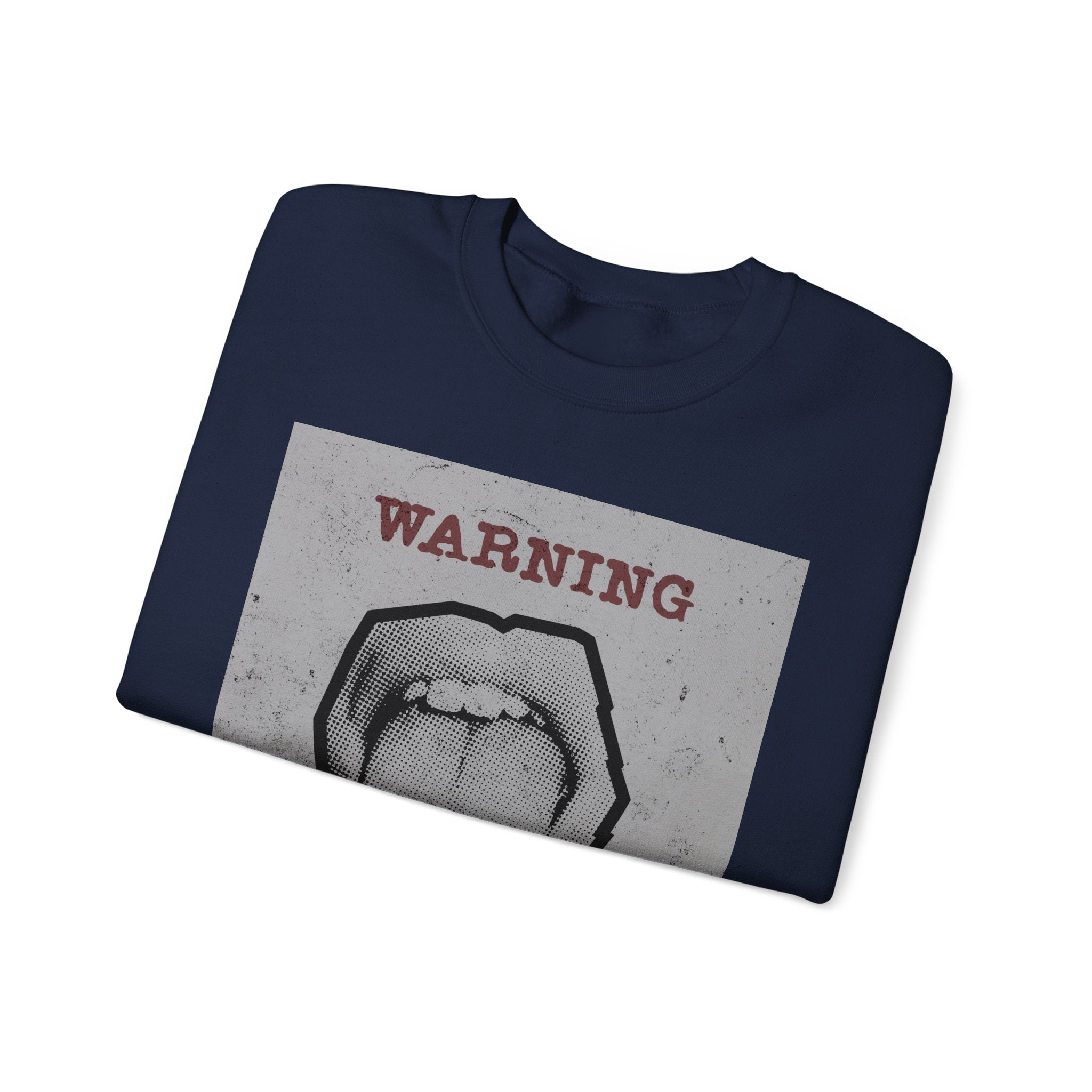 Warning I Speak In Tongues sweatshirt | Graphic Tongue Illustration, Grunge Poster Style