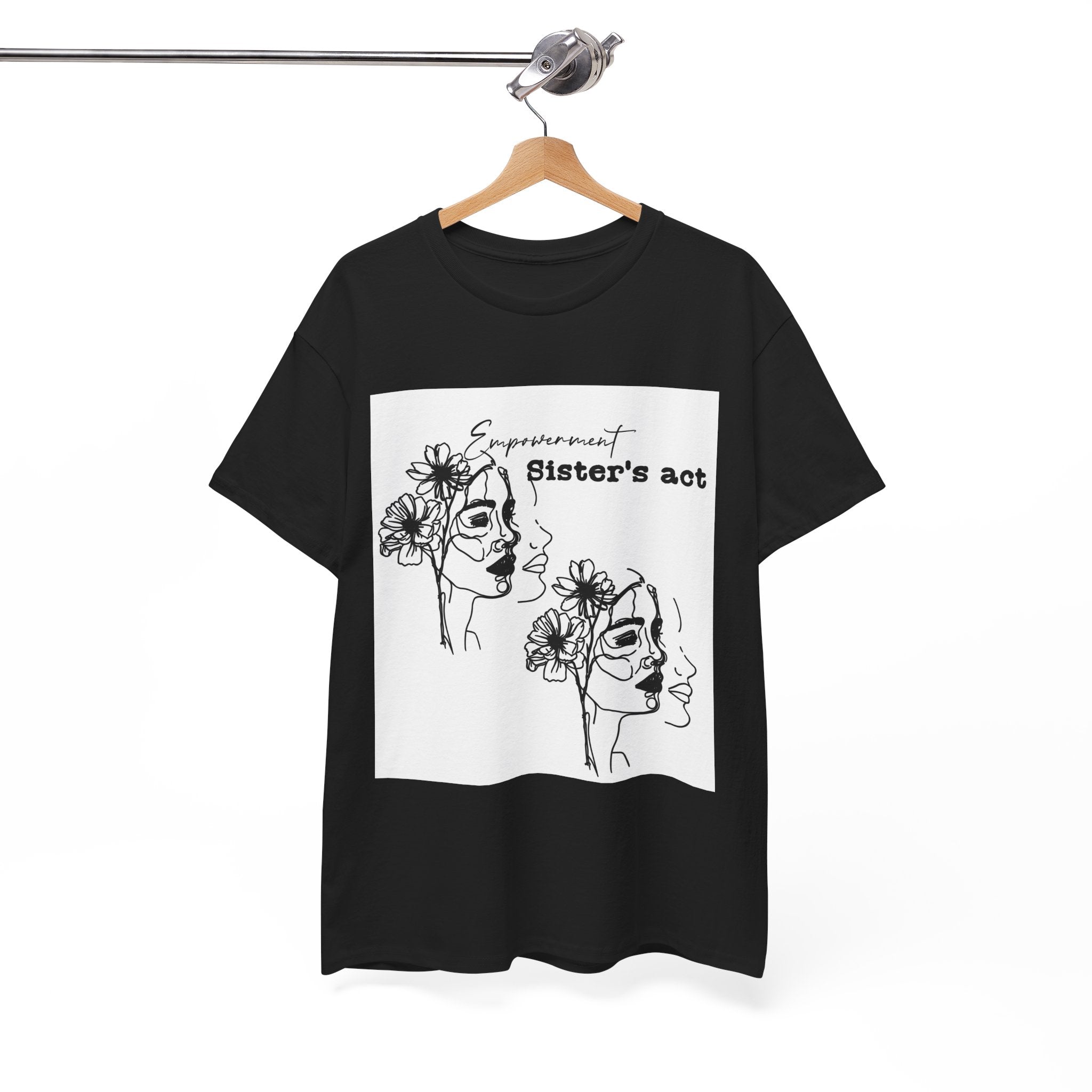Sisters Act Line Art Faces tee Floral Portrait T-Shirt