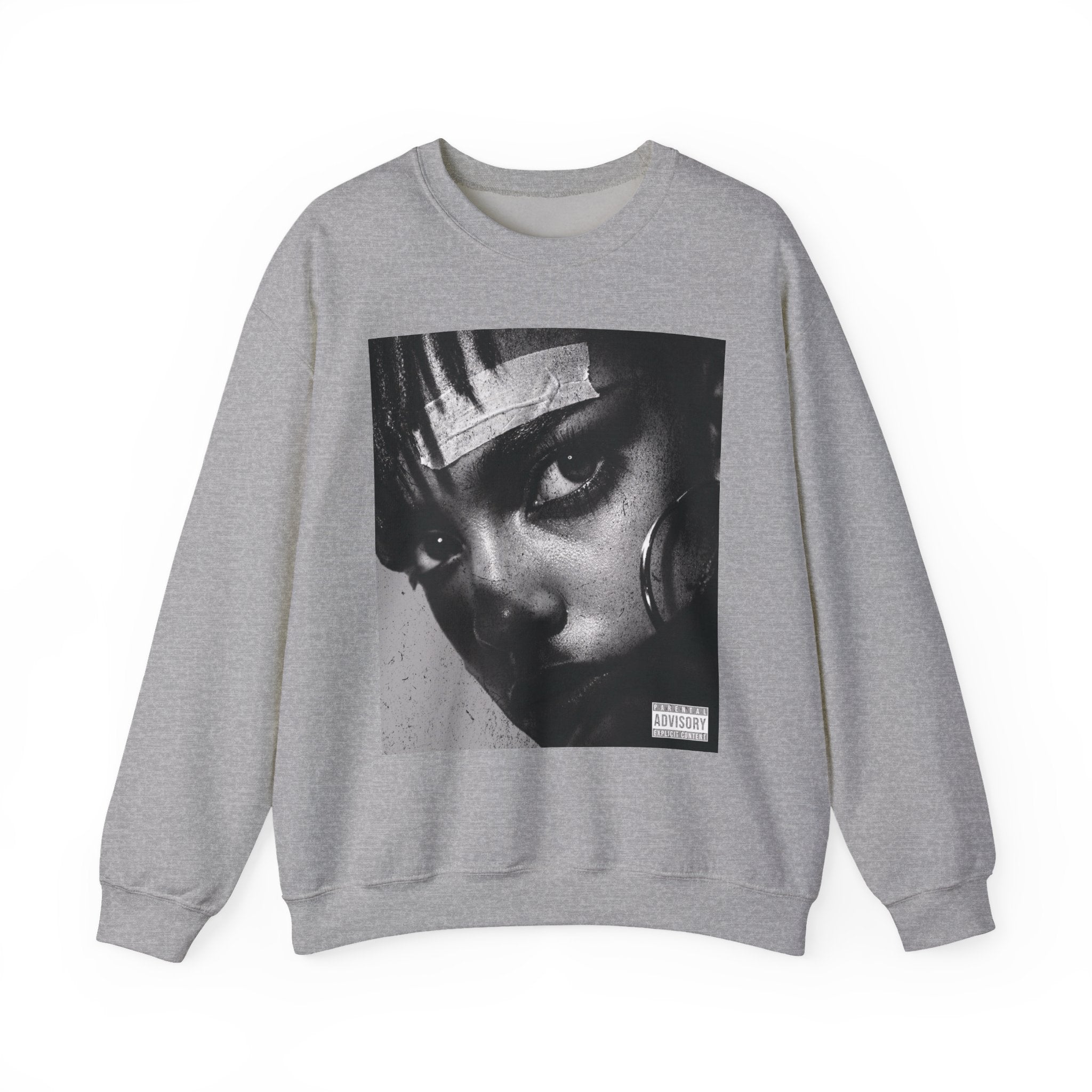 Black and White Portrait Crewneck Sweatshirt | Moody Face Graphic