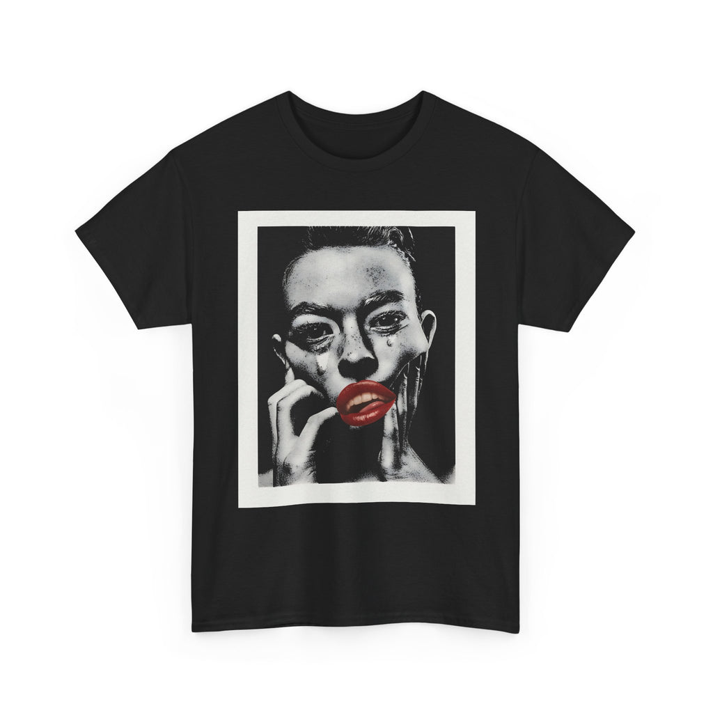Artistic Unisex Heavy Cotton Tee, Abstract Portrait Graphic Shirt, Unique Everyday Wear, Gift for Art Lovers, Streetwear Fashion