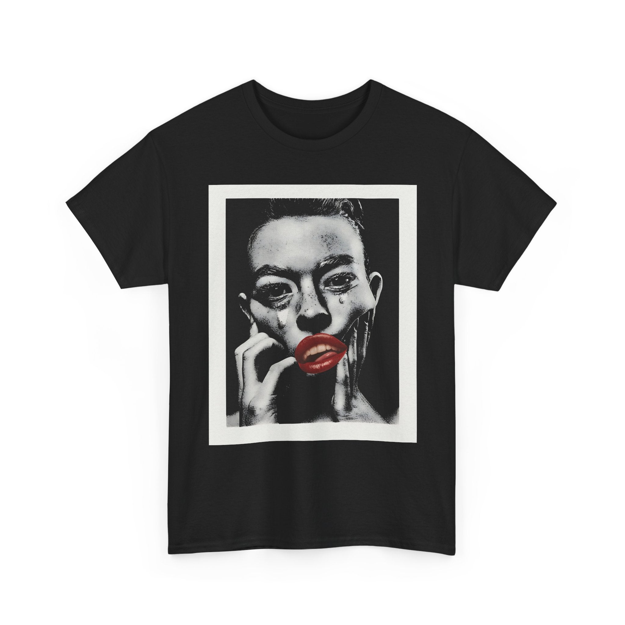Artistic Unisex Heavy Cotton Tee, Abstract Portrait Graphic Shirt, Unique Everyday Wear, Gift for Art Lovers, Streetwear Fashion