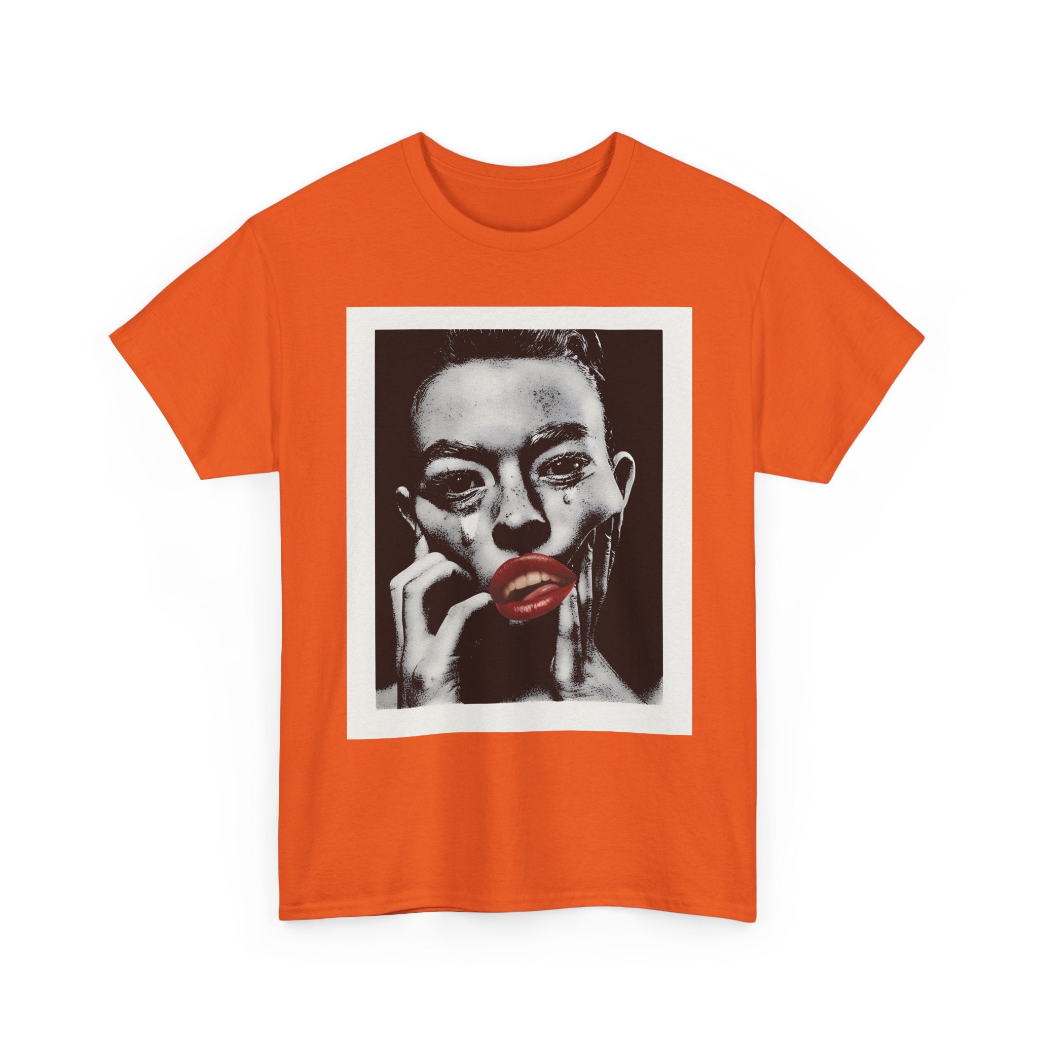 Artistic Unisex Heavy Cotton Tee, Abstract Portrait Graphic Shirt, Unique Everyday Wear, Gift for Art Lovers, Streetwear Fashion
