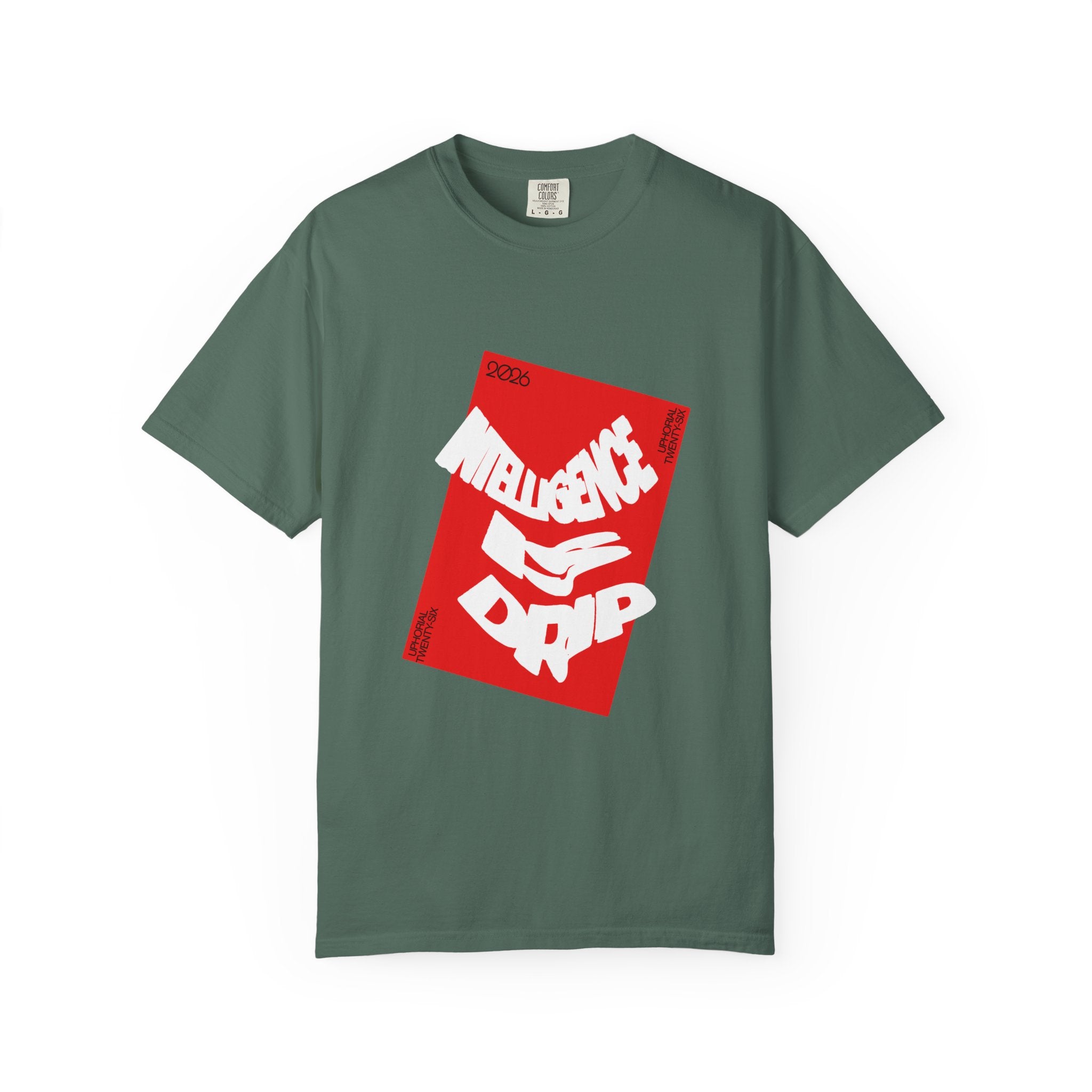 Graphic Tee — "Intelligence Drip" Red Block Design