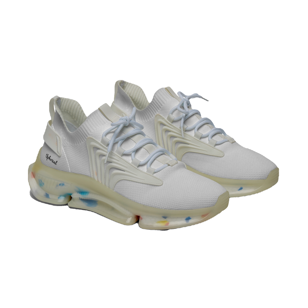 Uphorial Mesh Sneakers — Lightweight White Women's Athletic Shoes with Color-Accent Sole