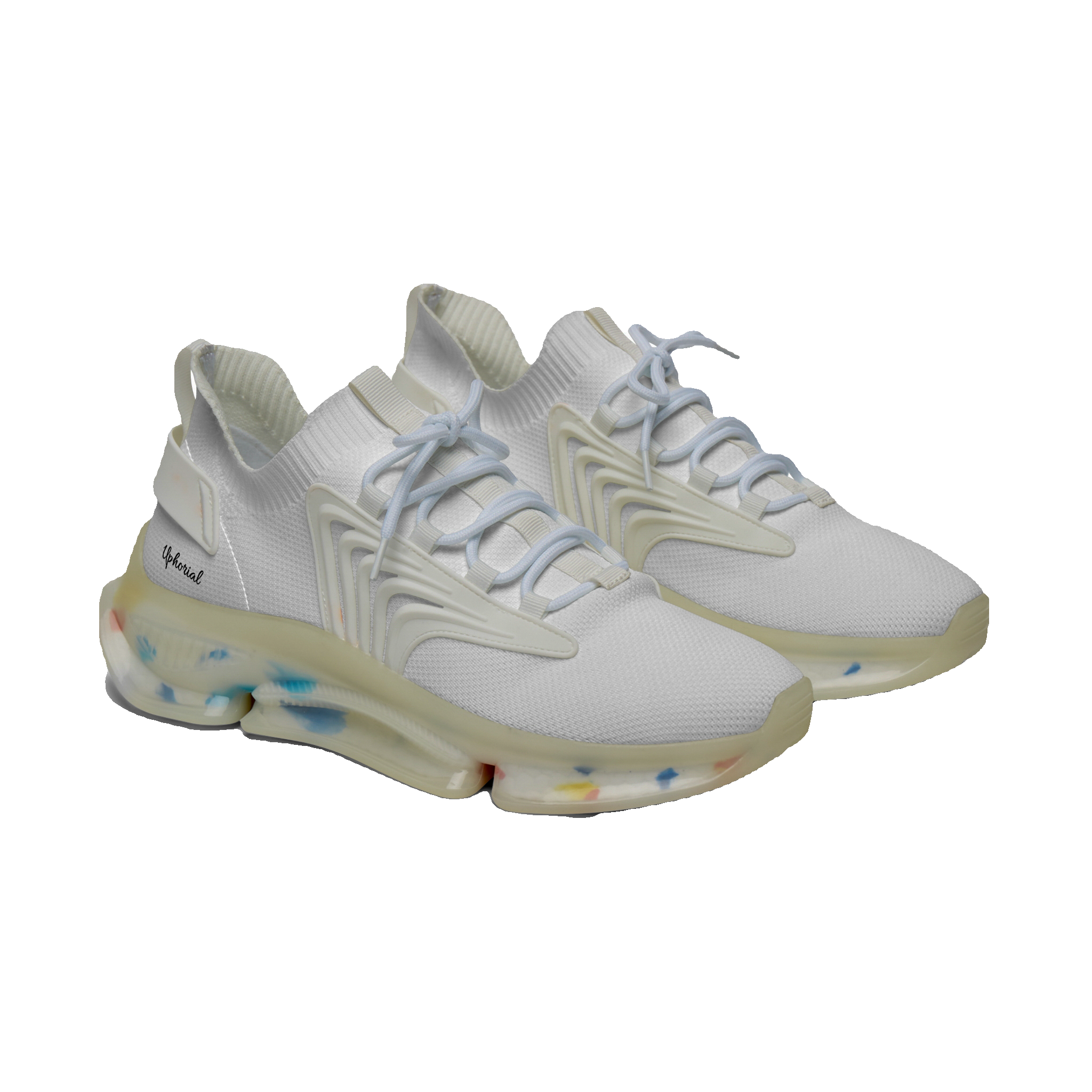 Uphorial Mesh Sneakers — Lightweight White Women's Athletic Shoes with Color-Accent Sole
