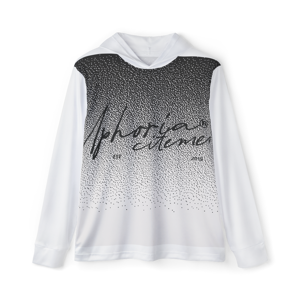Uphorial Excitement script print Hoodie | Black Ombre Speckle Design
